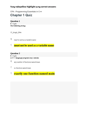 OOP midterm exam - meh - Question 1 Correct Mark 1 out of 1. Flag ...