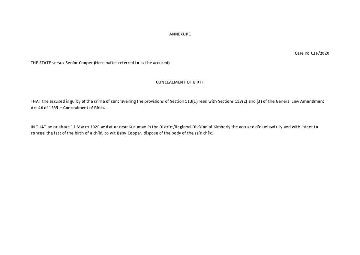 Charge Sheets for Criminal Law Cases (LAW 101) - Studocu