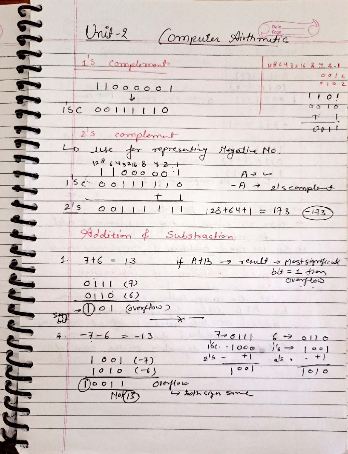 COA UNIT 2 Notes: Computer Arithmetic Operations and Techniques - Studocu