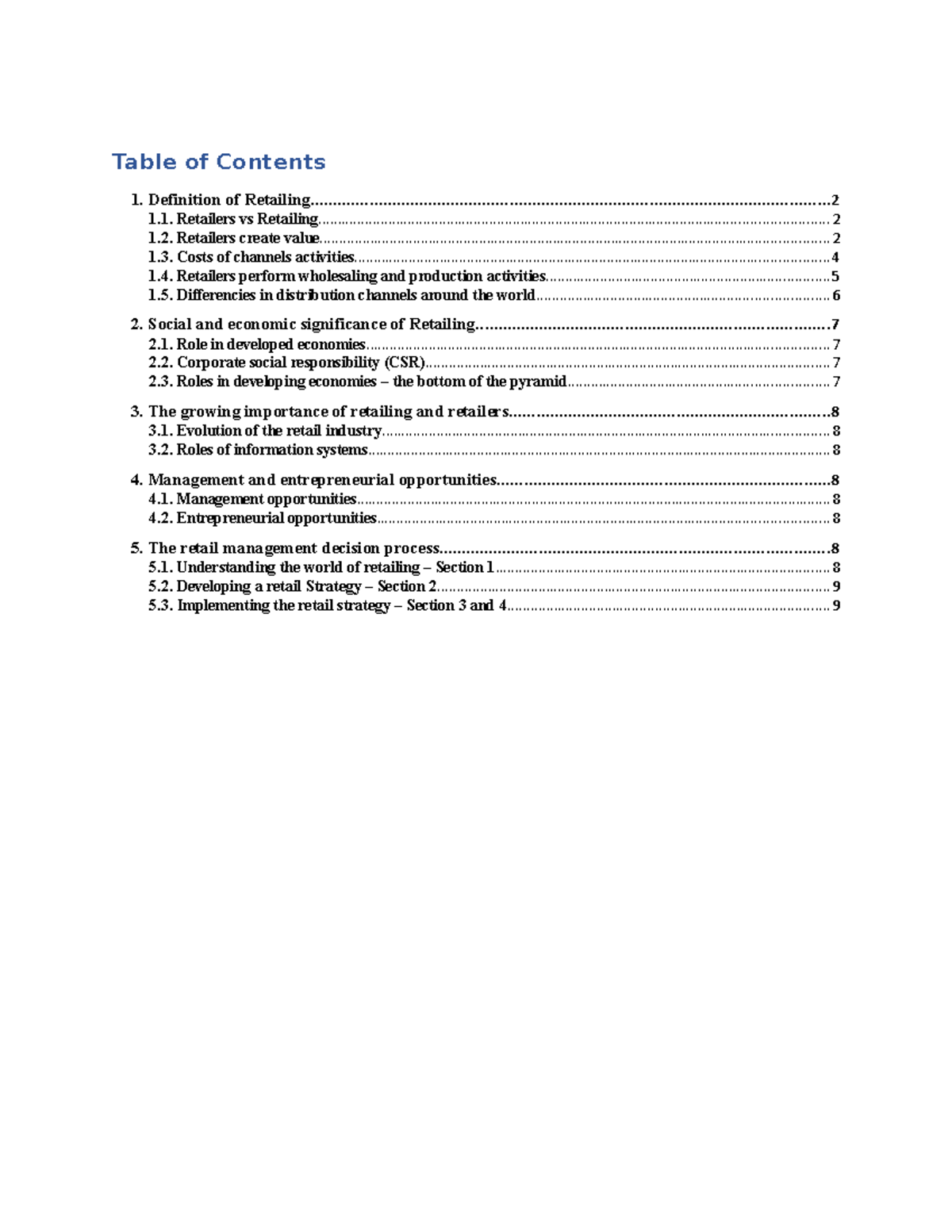 Lecture Notes: Chapter 1 - Intro to Retailing and Its Value Creation ...