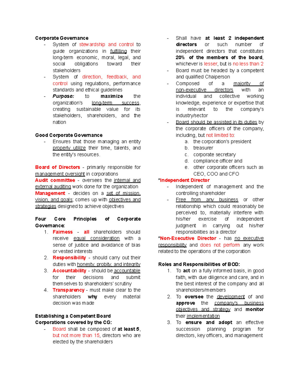 Chapter 1 - Governance and Ethics: Key Concepts Overview - Studocu