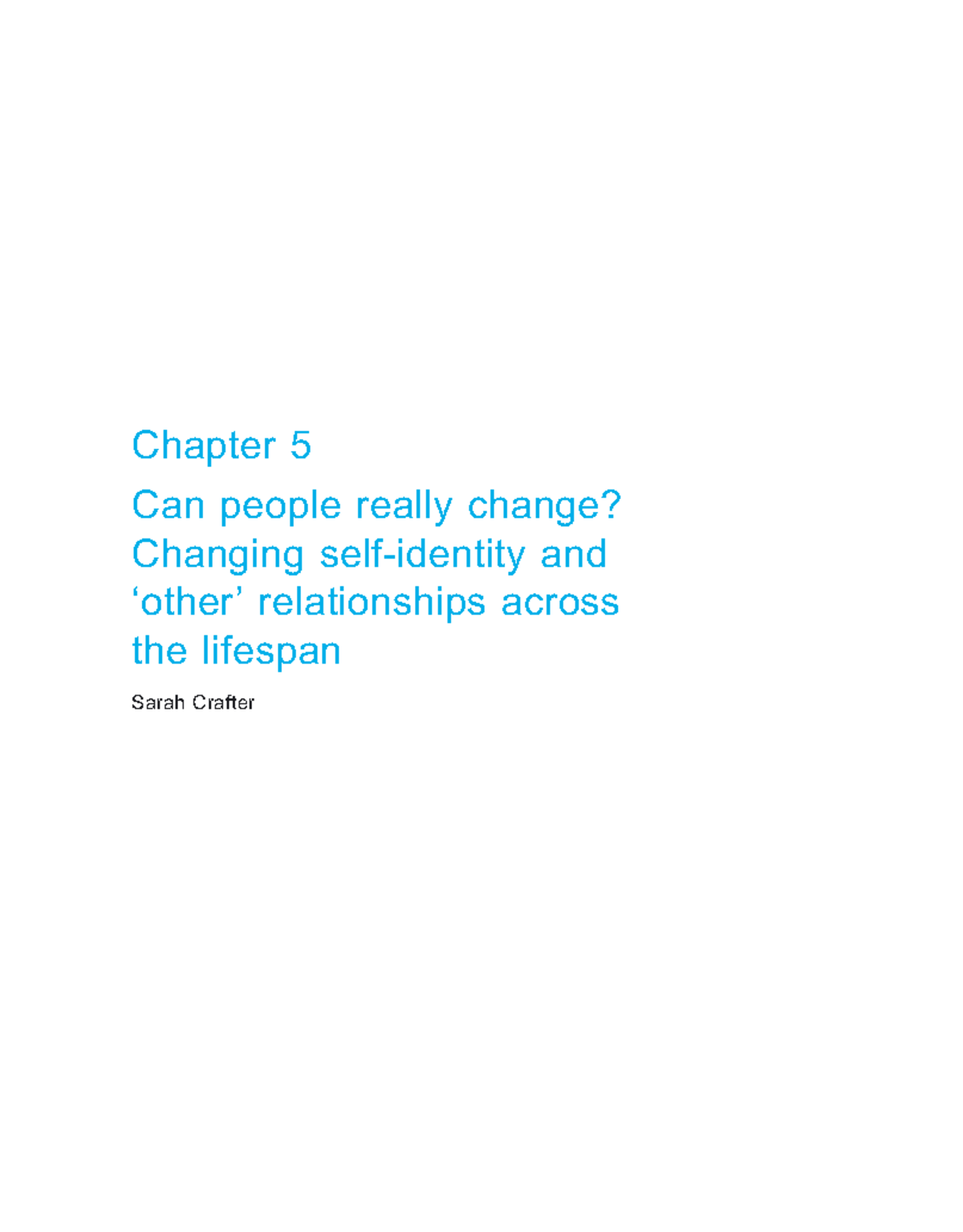 Chapter 5: Can People Really Change? - Self-Identity and Relationships ...
