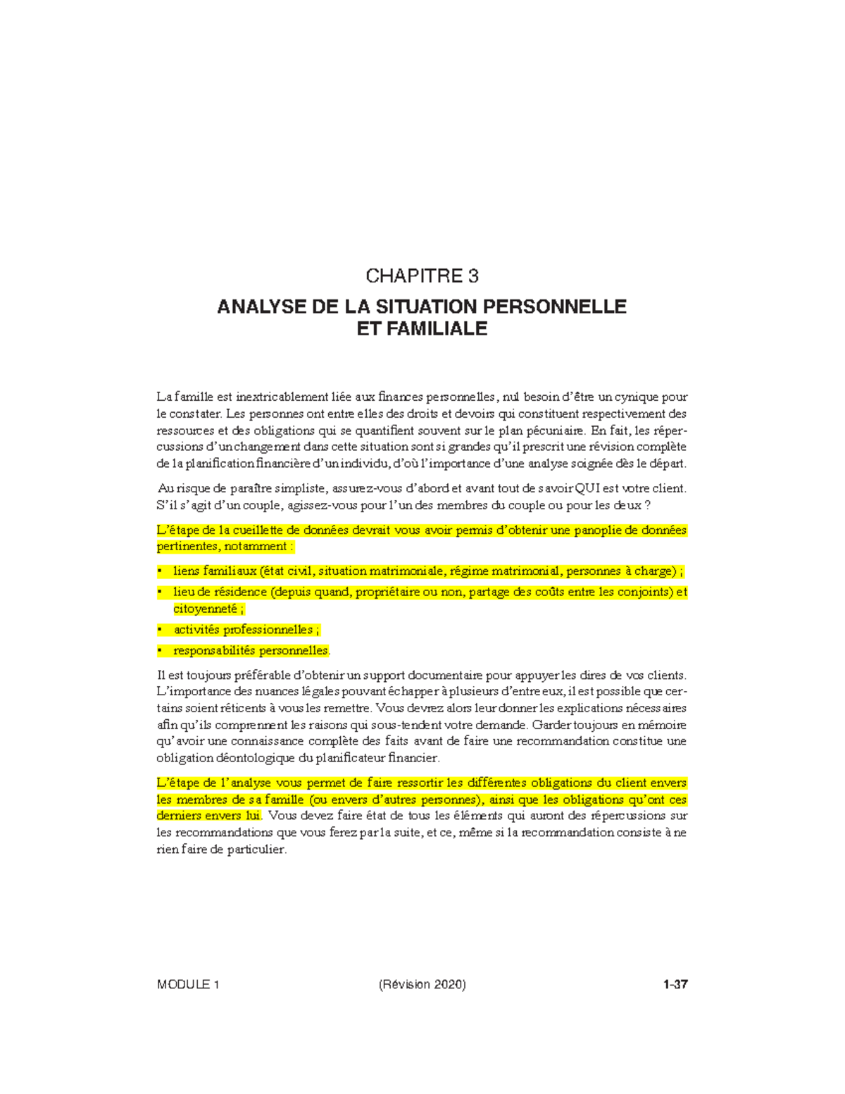 Module 1 Chapitre 3 Solution IQPF 20231231 - MODULE 1 (Révision 2020) 1 ...