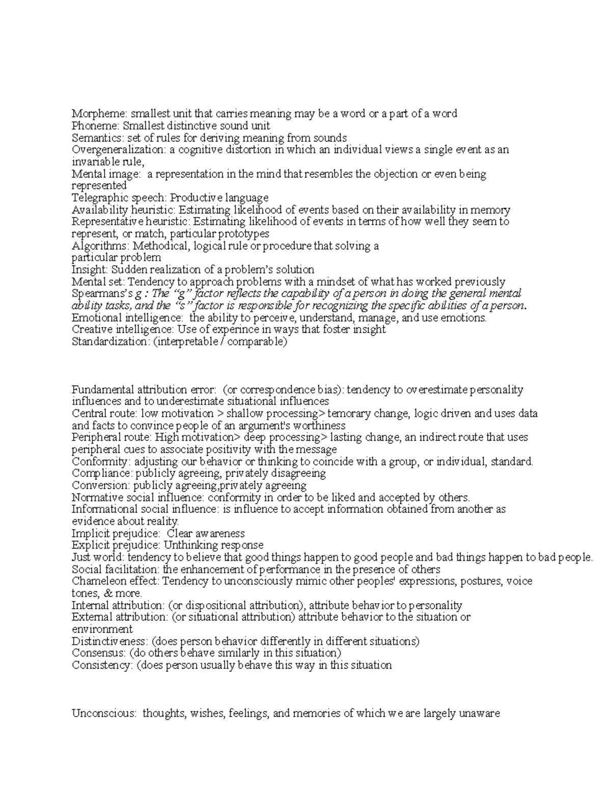 PSY 301: Exam 3 Study Guide for Comprehensive Review and Key Concepts ...