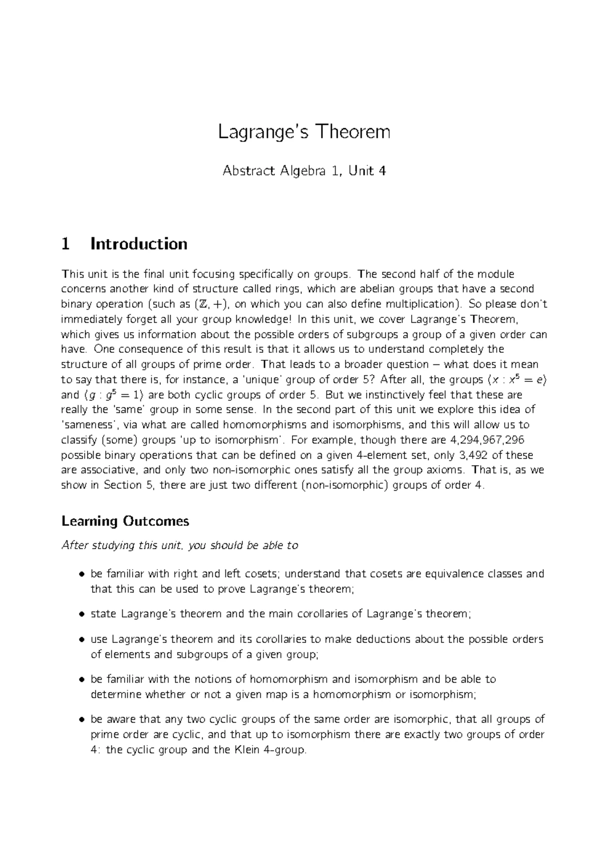 AA1 Notes: Unit 5 - Linear Congruences in Abstract Algebra 2 - Studocu