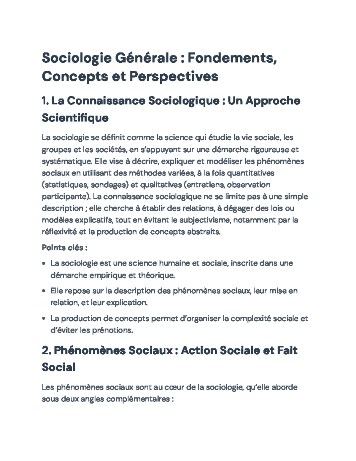 Sociologie Générale : Fondements, Concepts et Pratiques Sociales - Studocu