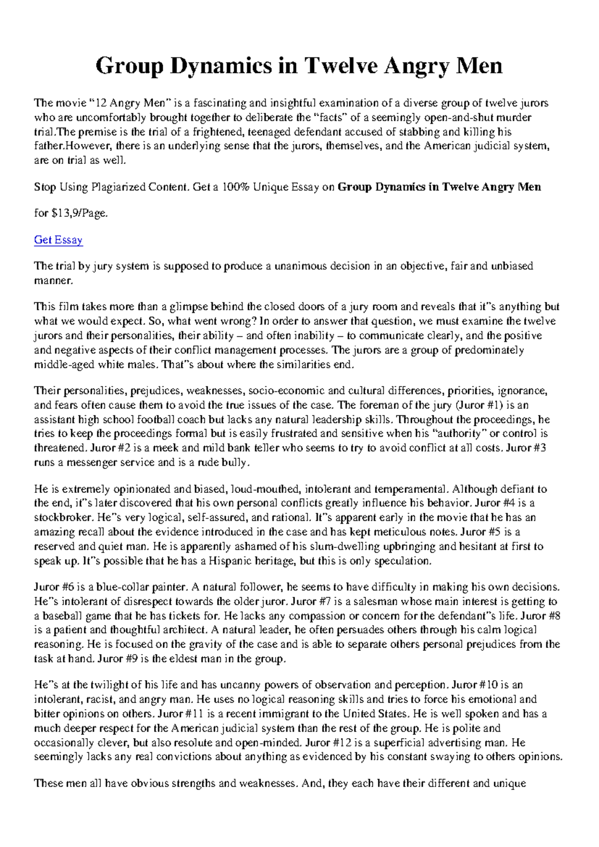 Group Dynamics and Leadership Analysis in 12 Angry Men (Course Code ...