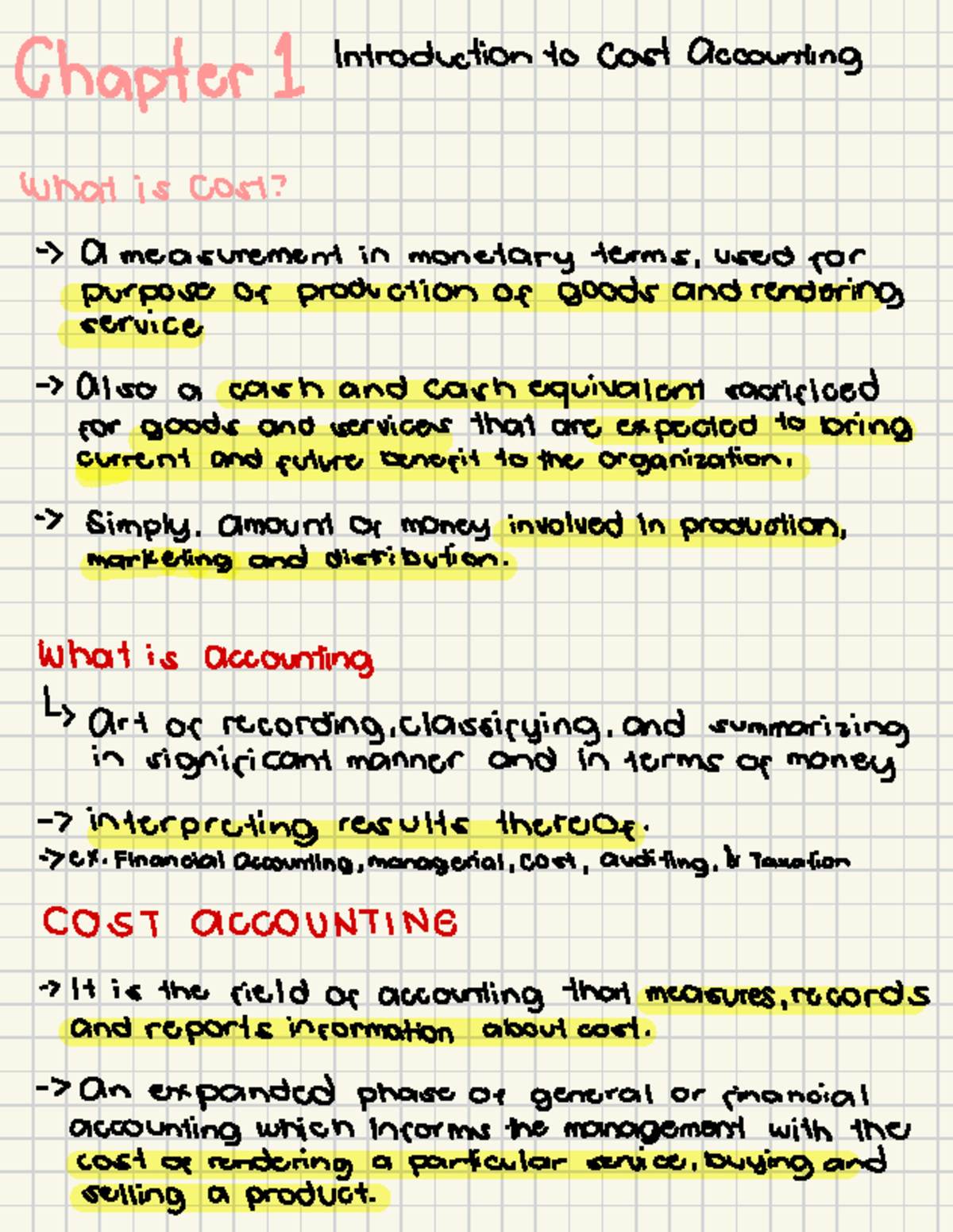 Chapter 1 cost accounting - Chapter 1 Introduction to cost accounting ...