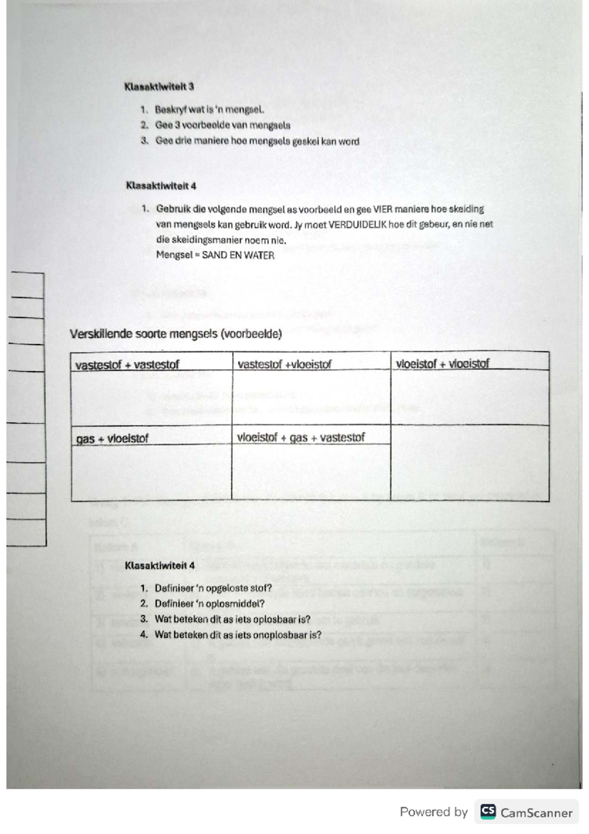 Aktiwiteite - Mengsels en Skeidingsmetodes Notes - Studocu