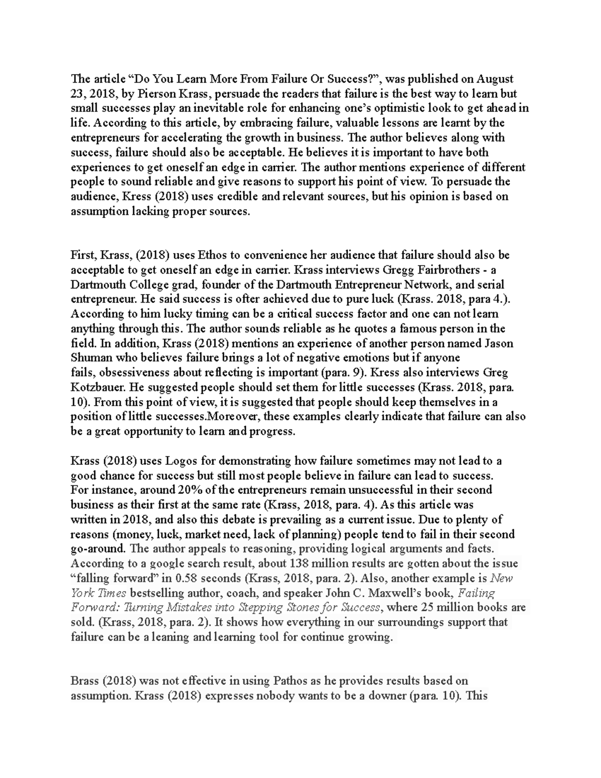 Tarek-draft Final - Com 171 - The article “Do You Learn More From ...