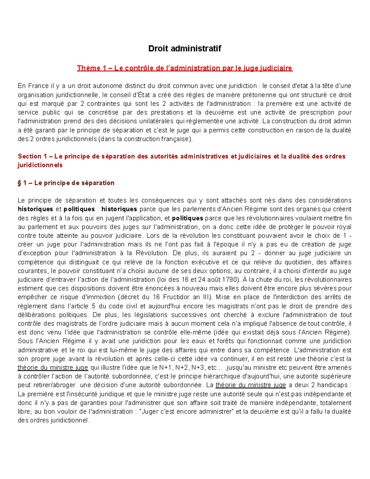 Droit Administratif - Thème 1 : Le Contrôle par le Juge Judiciaire en ...