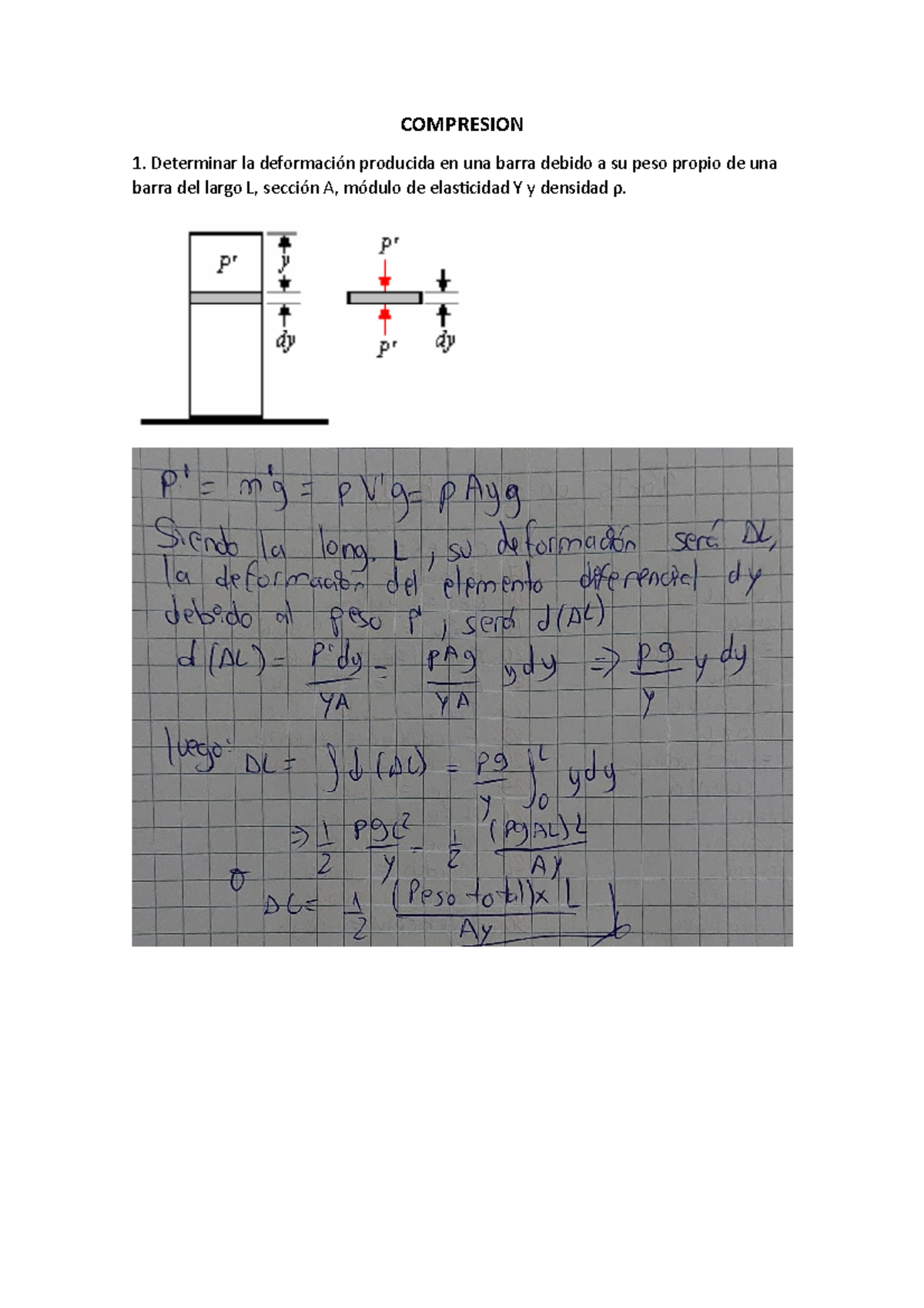 Ejercicios DE Compresion - COMPRESION Determinar la deformación ...