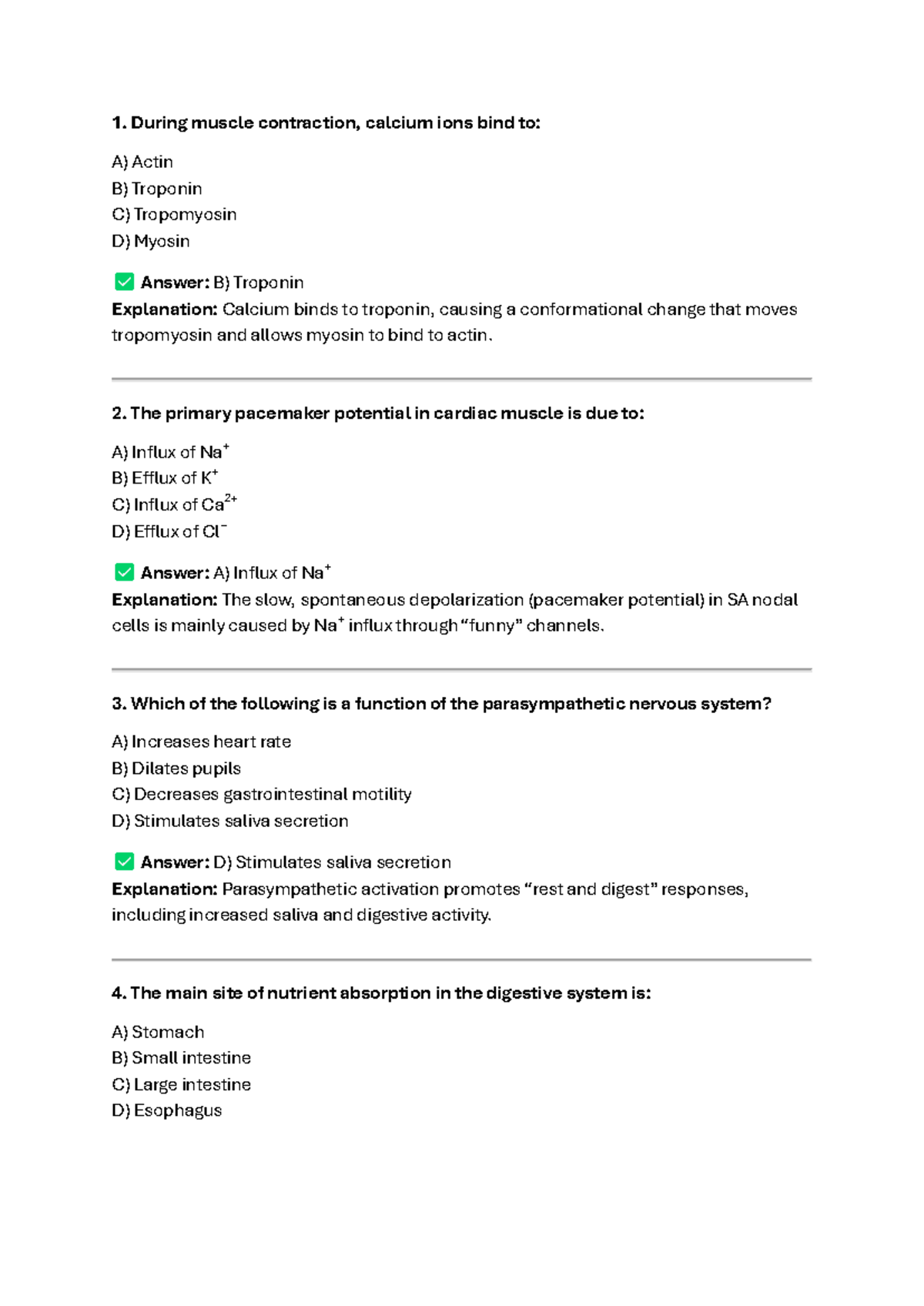 BIO 101 - Final Exam Review: Cardiac Physiology & Muscle Contraction ...