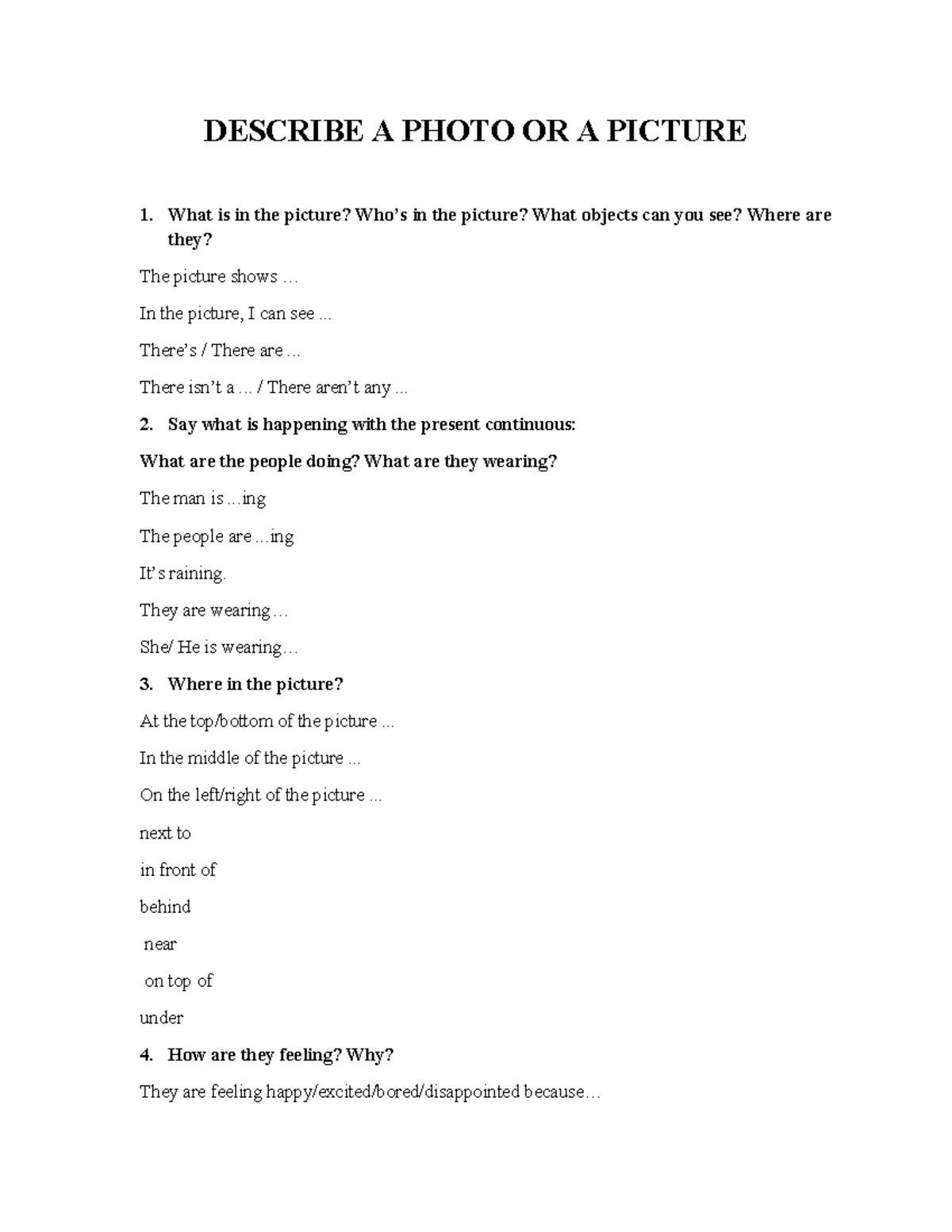 Writing a Description of a Photo: Guidelines and Tips - Studocu