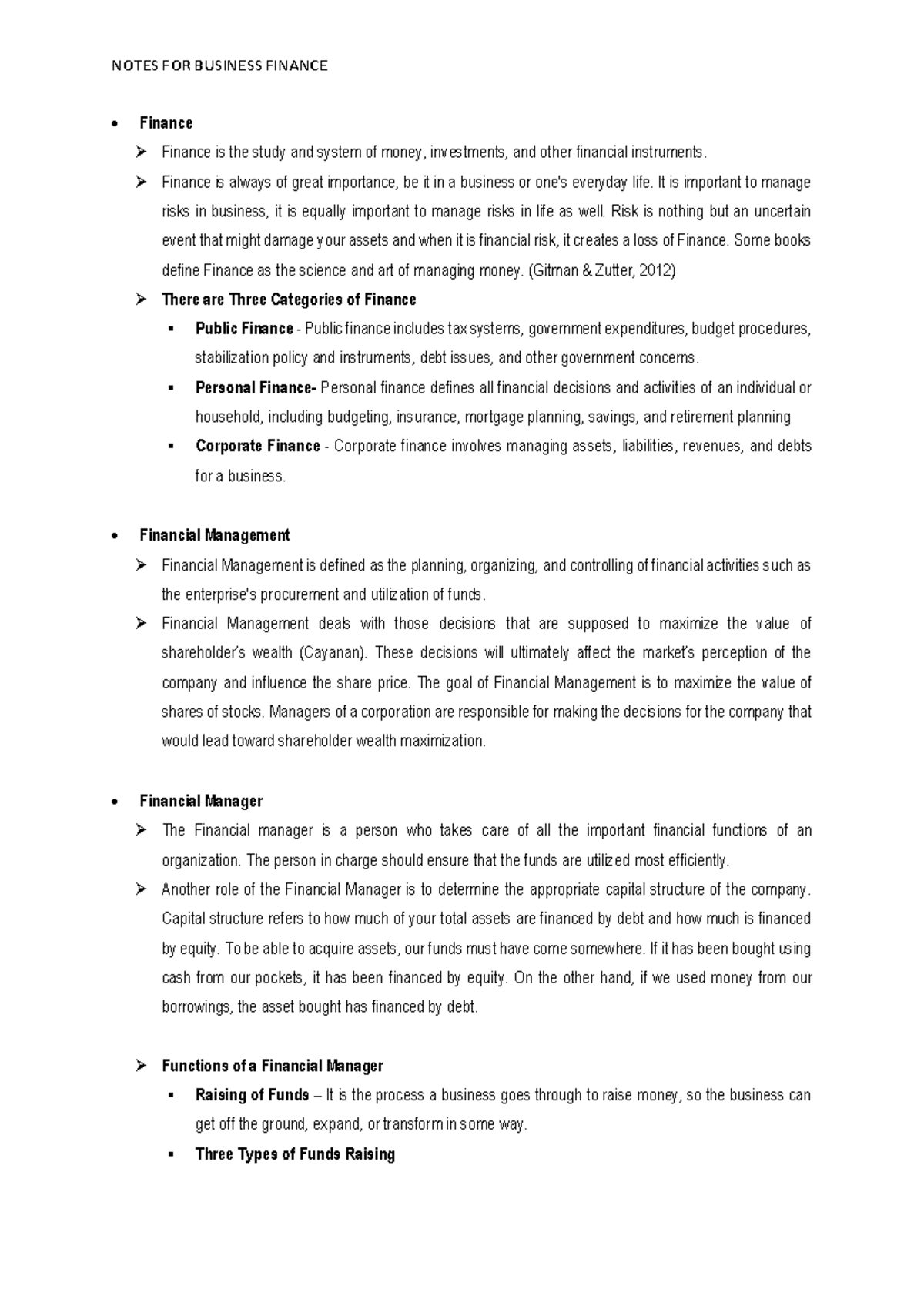 Final Exam Notes for Bus Fin - BusFin: Key Concepts in Finance - Studocu