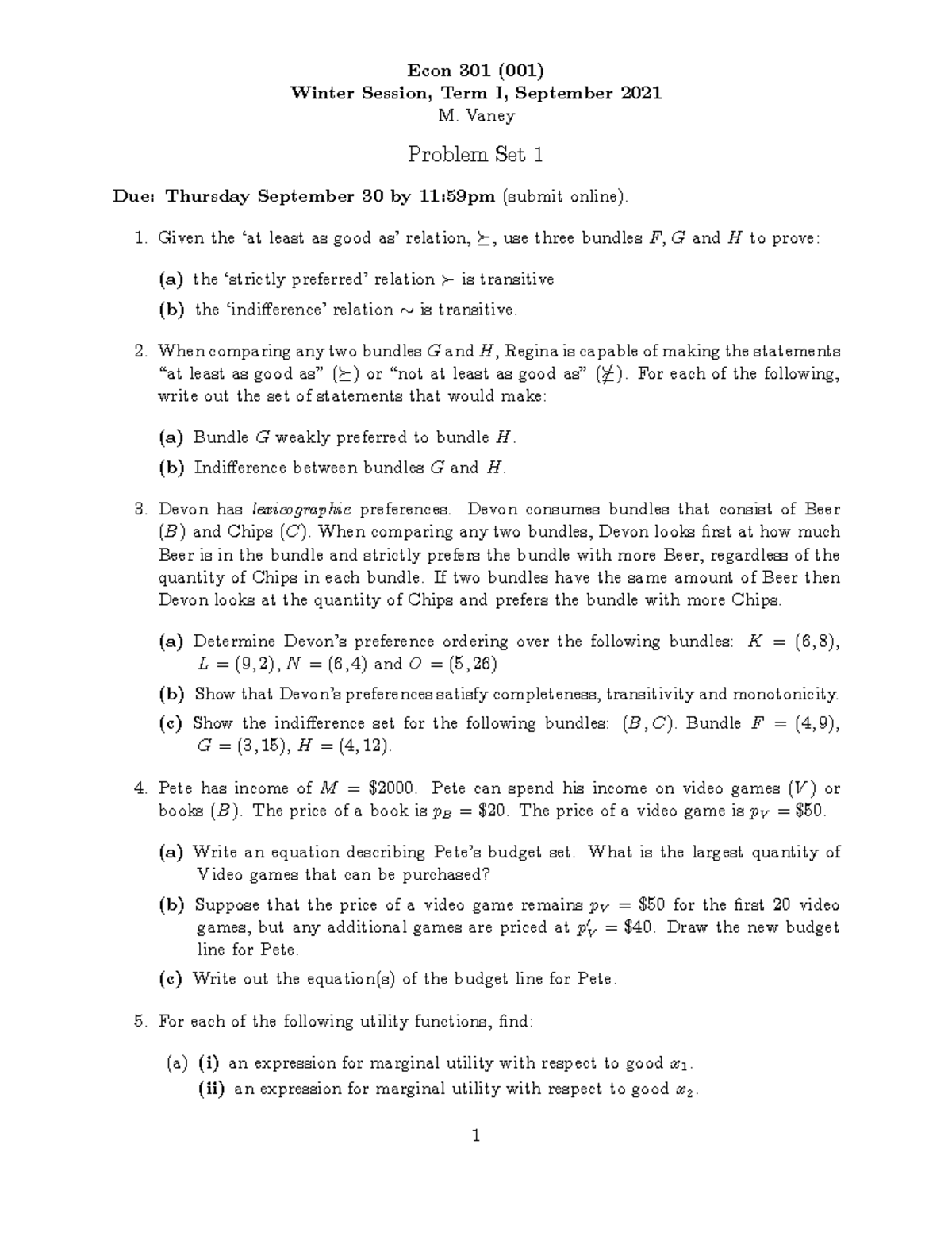 2021 - Econ 301 - Problem Set 1- Practice - Econ 301 (001) Winter ...