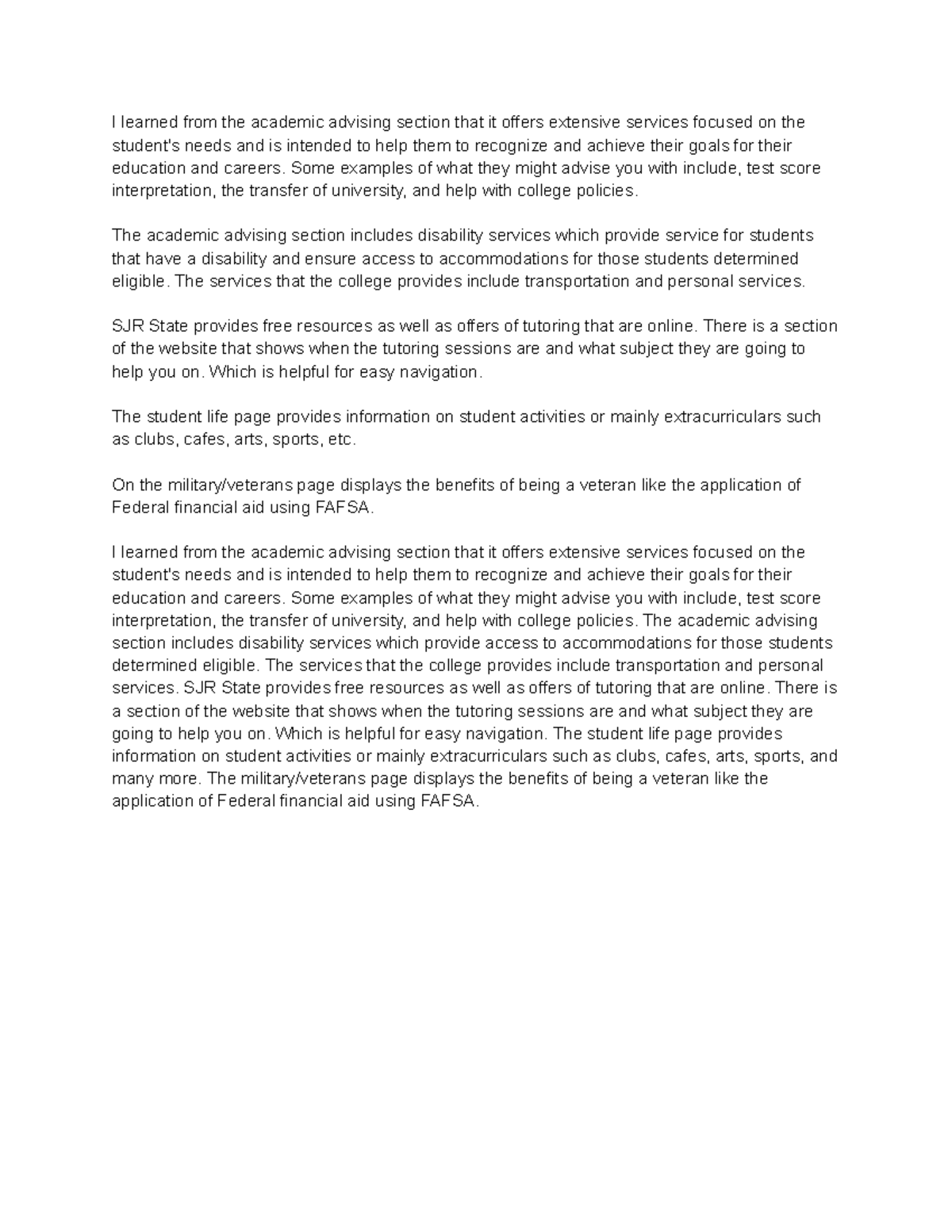 Untitled document - ..... - I learned from the academic advising ...