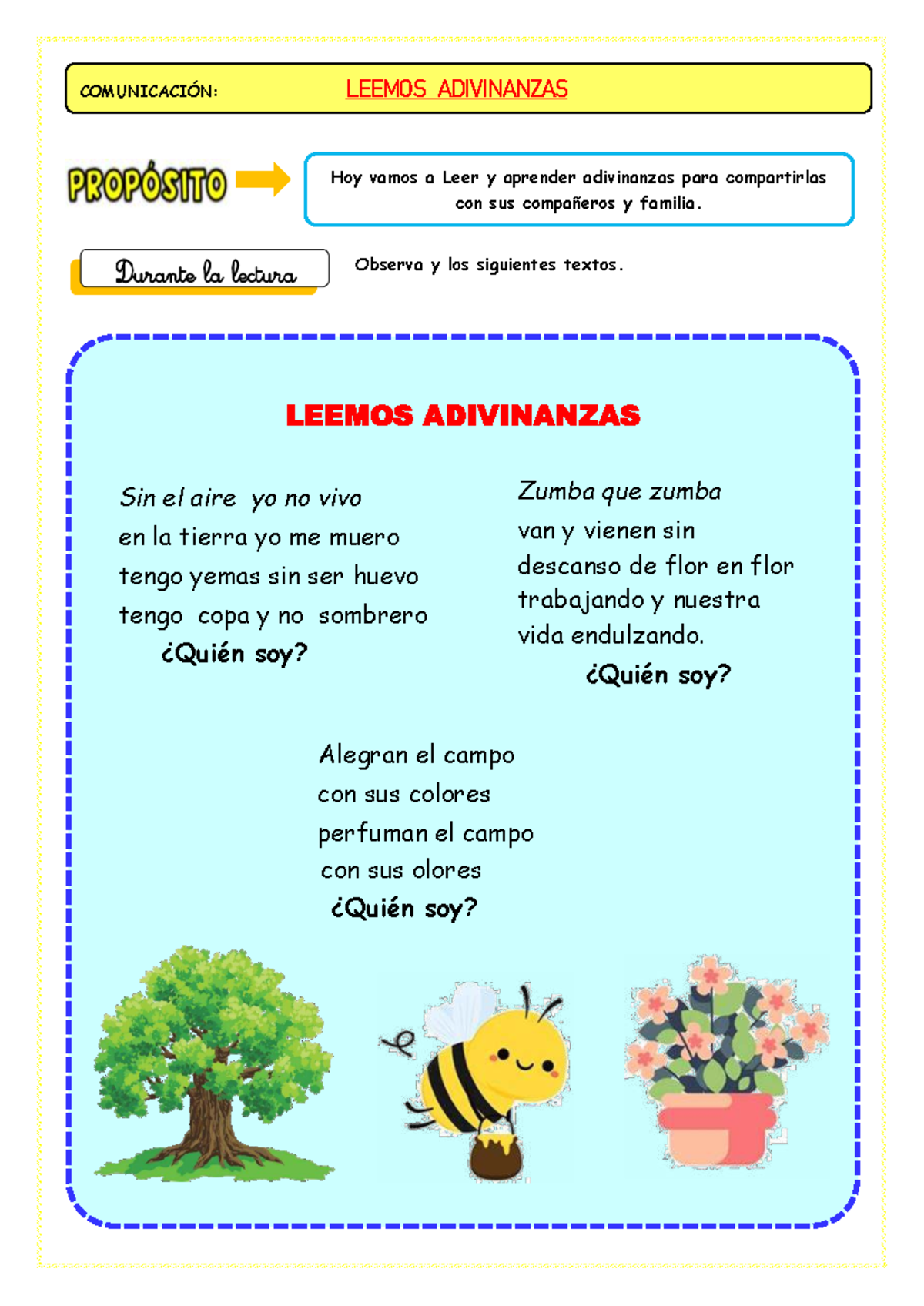 COMUNICACIÓN: LEEMOS ADIVINANZAS - Ficha Semana 11 de Aprendizaje - Studocu