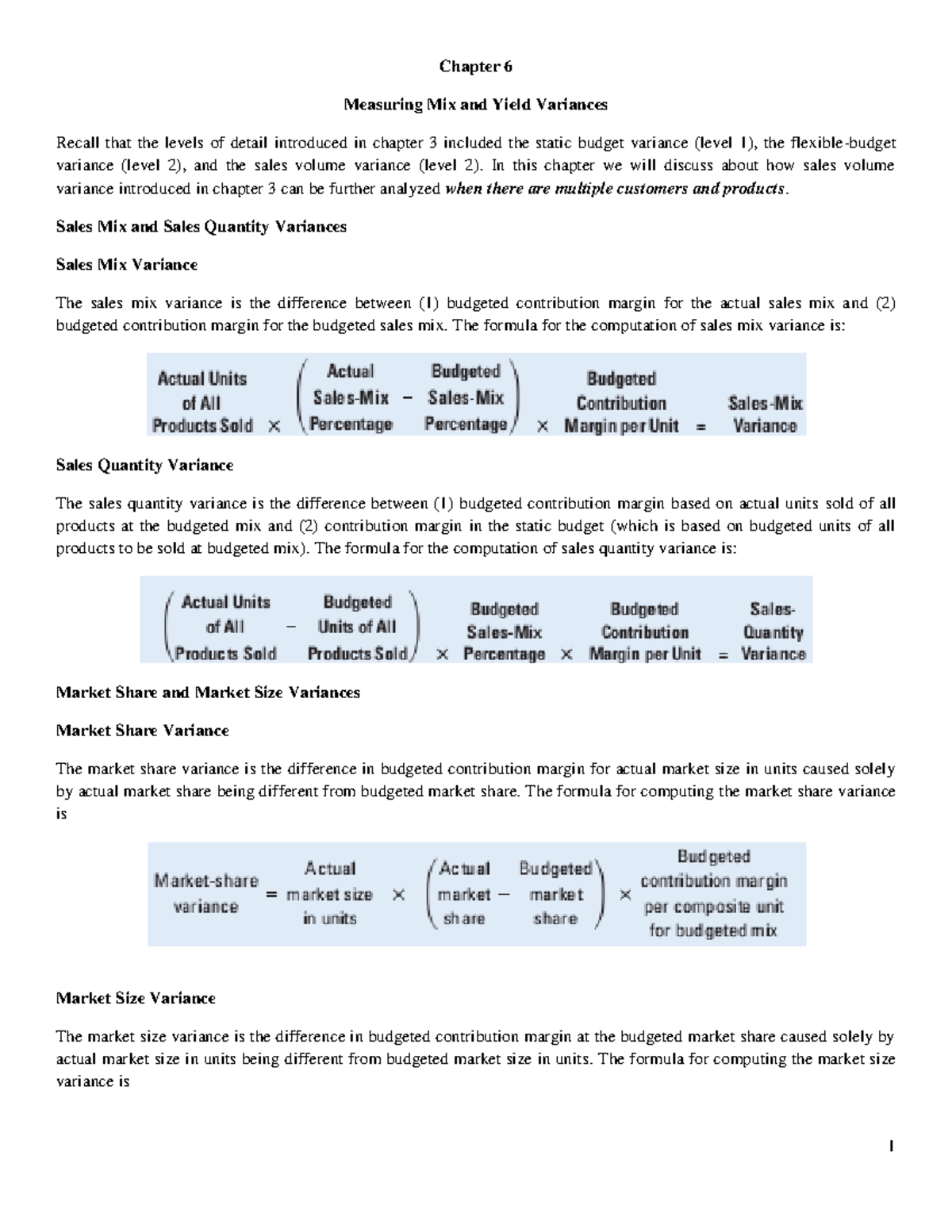 CMA 2 CH 6 Understanding Sales Mix and Yield Variances - Studocu