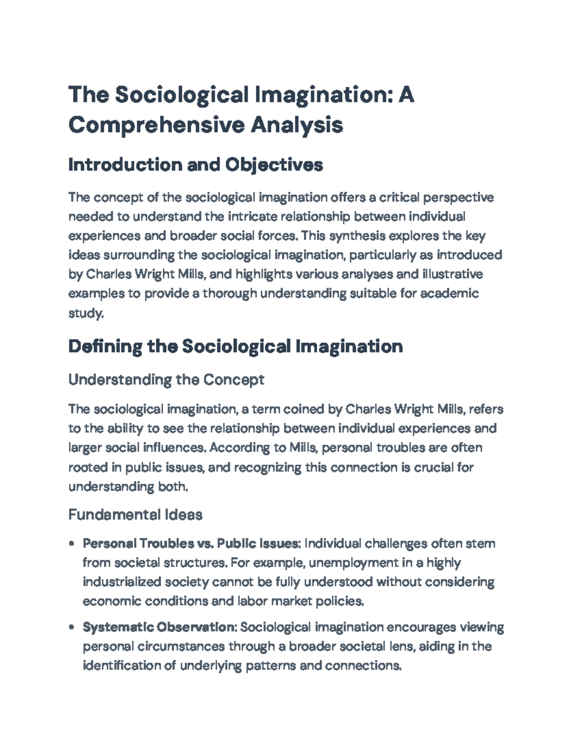Sociological Imagination: Understanding Personal Experiences and ...