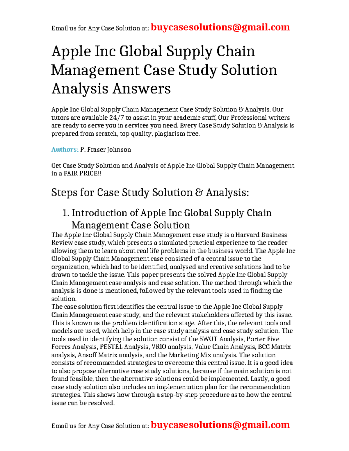 Case Study Solution: Apple Inc (MGMT 301) Global Supply Chain ...