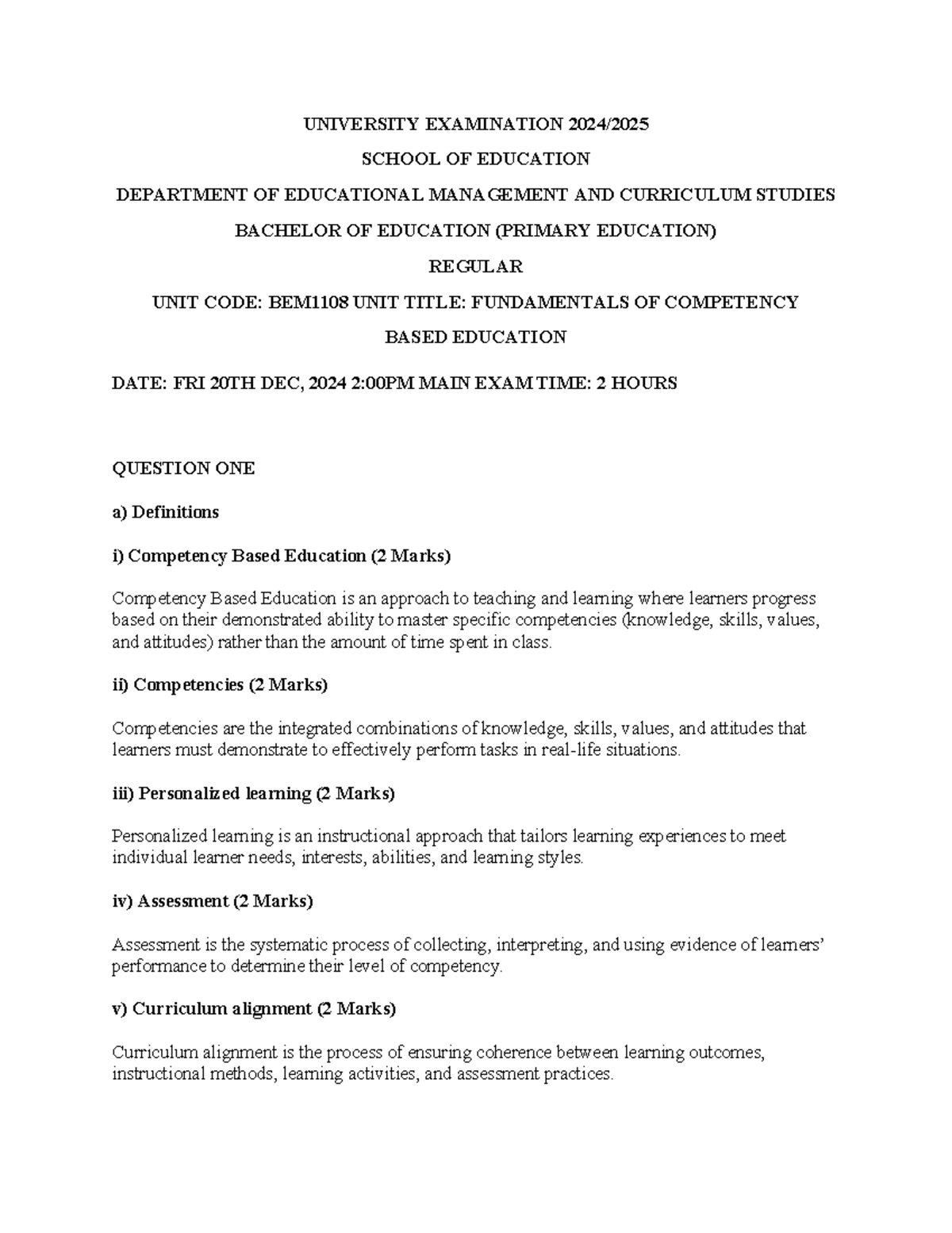 BEM1108 - Fundamentals of Competency Based Education Lecture Notes ...