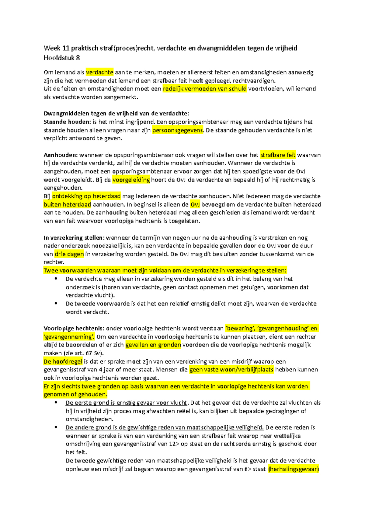 Week 11: Praktisch Strafprocesrecht - Verdachte en Dwangmiddelen ...