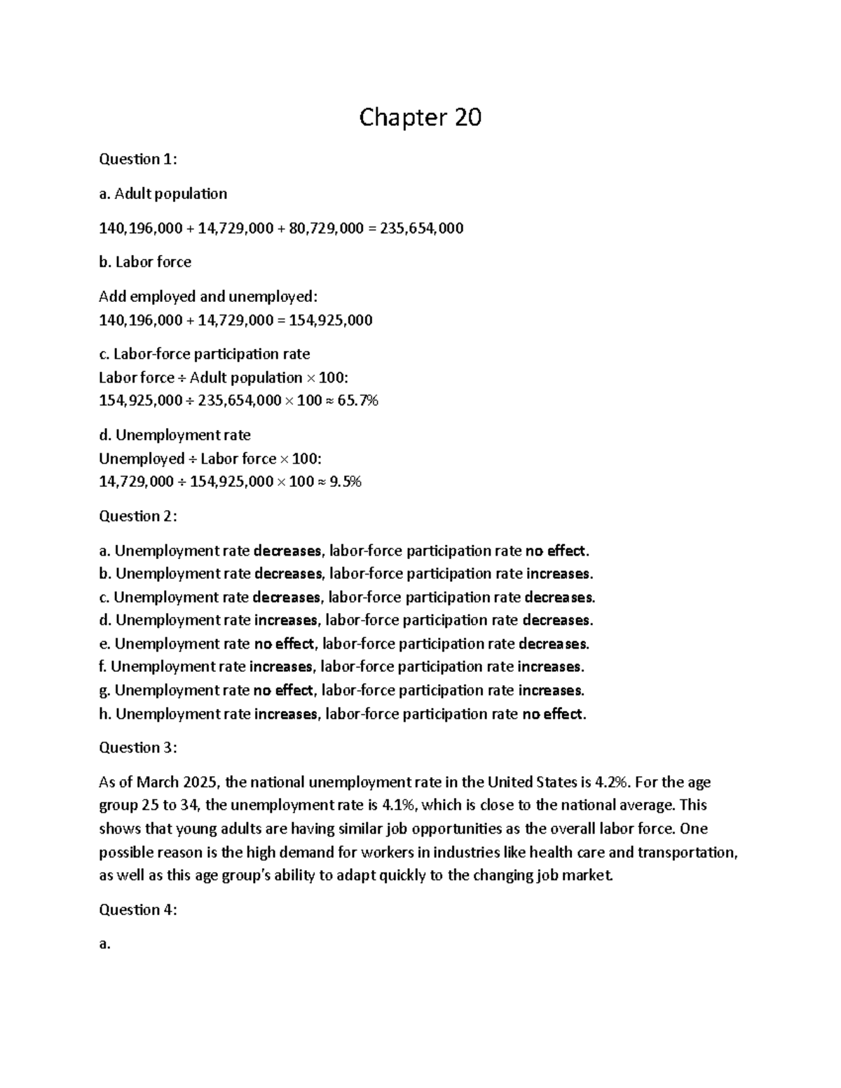 Chapter 20 - Labor Force Dynamics: Unemployment & Participation Rates ...