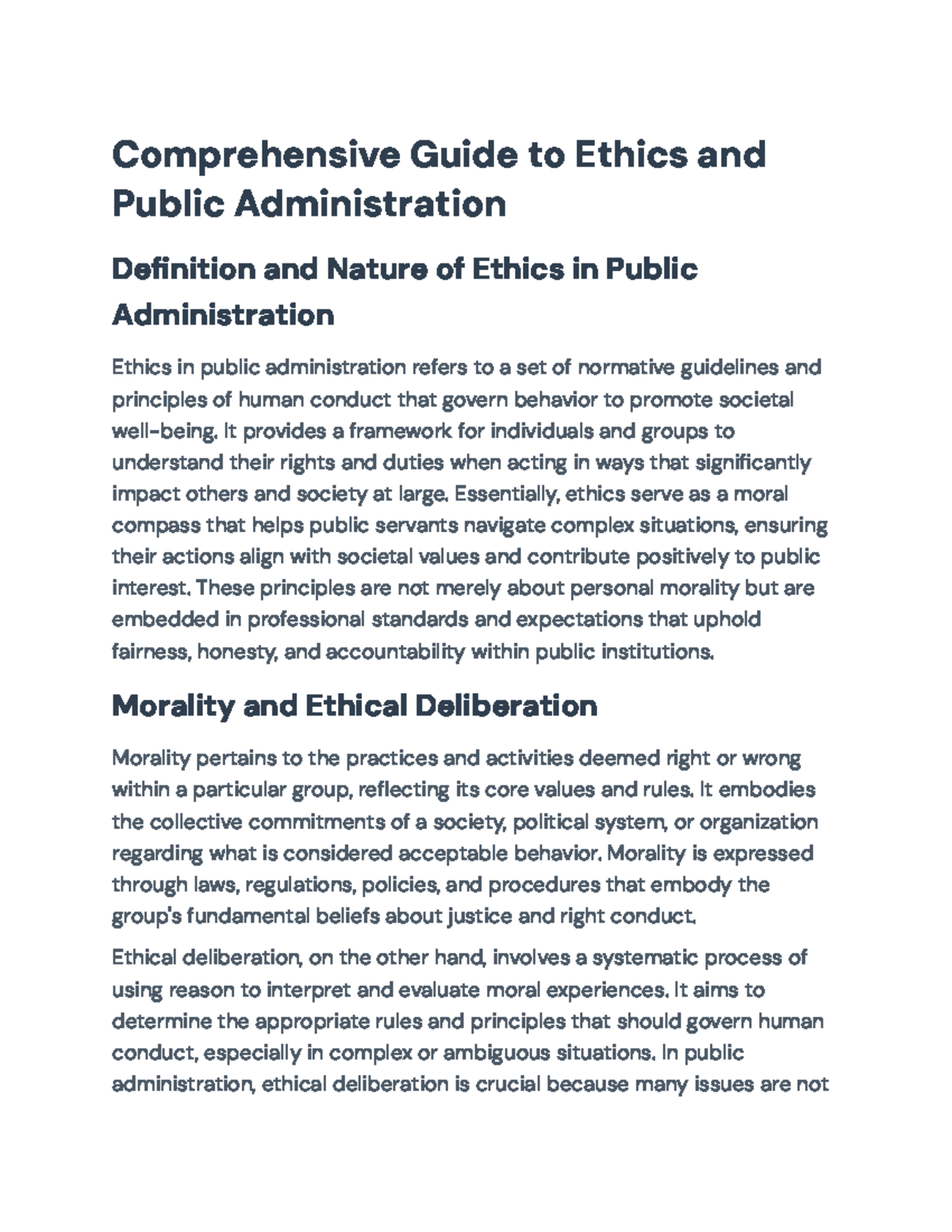 Comprehensive Overview of Ethics in Public Administration (PA 101 ...