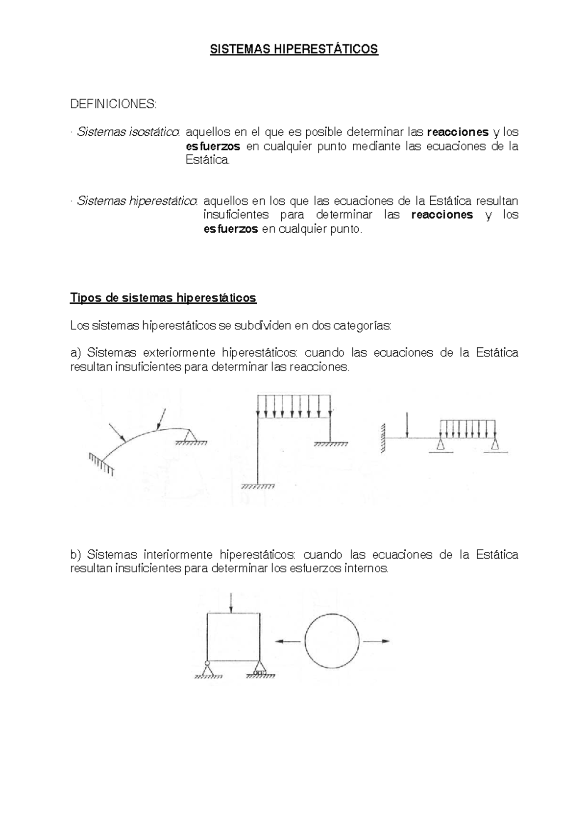 Sistemas Hiperestaticos - SISTEMAS HIPERESTÁTICOS DEFINICIONES ...