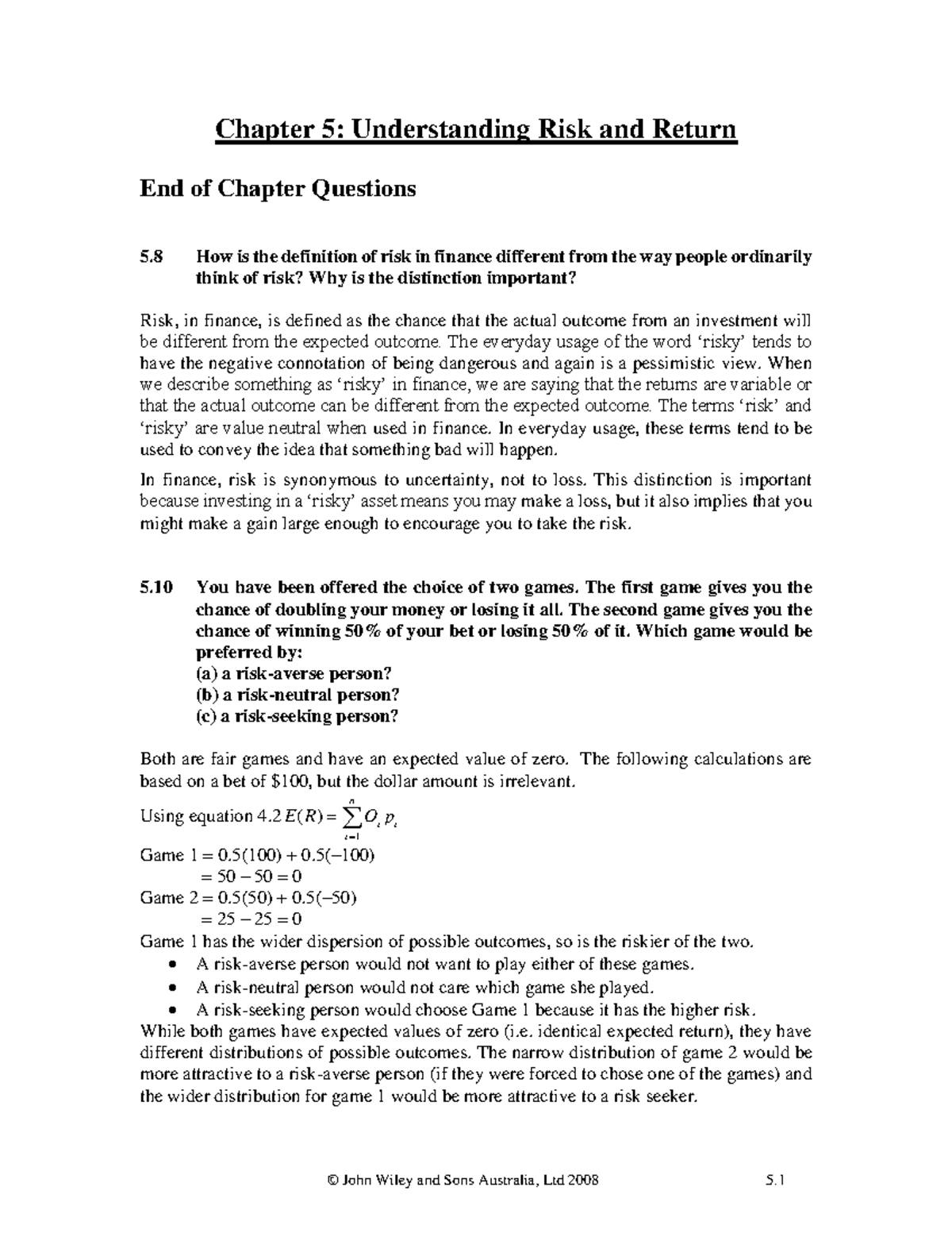 Tute solution Chp 05 - Tutoria 4 and answers for chapter 5 Finacial ...