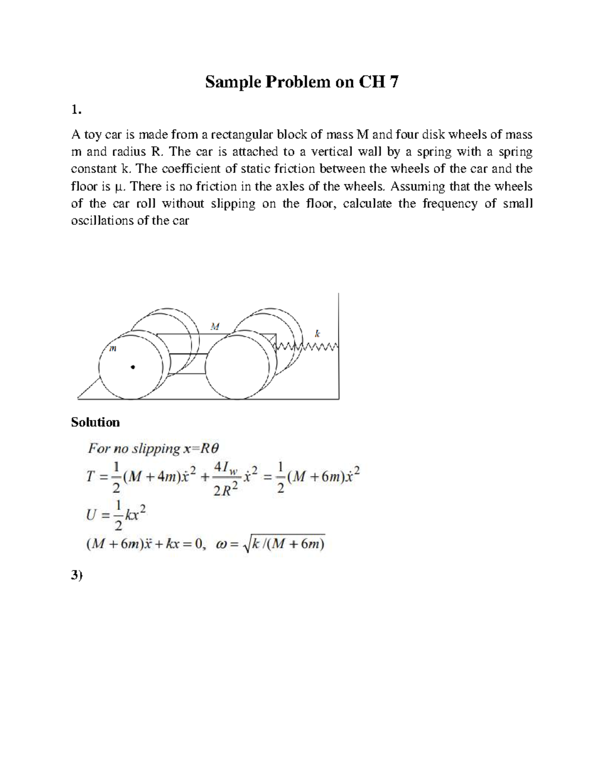 Solution Problems on CH 7: Oscillations & Motion Equations - Studocu