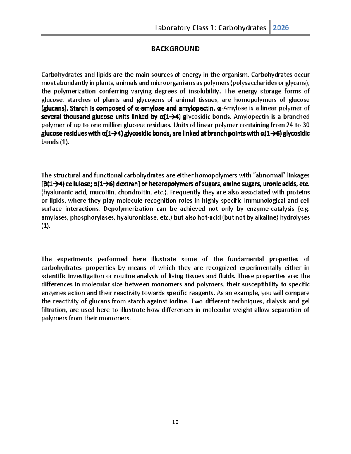 Laboratory Class 1: Carbohydrates Overview and Key Concepts 2026 - Studocu