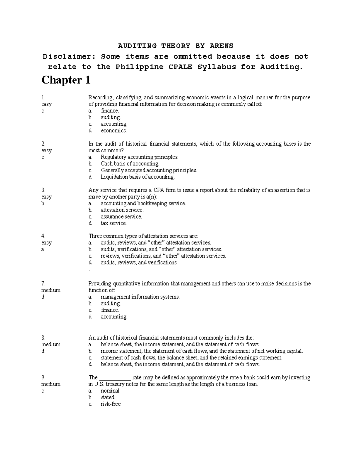 AUDITING THEORY 101: Key Concepts and Exam Review Notes - Studocu