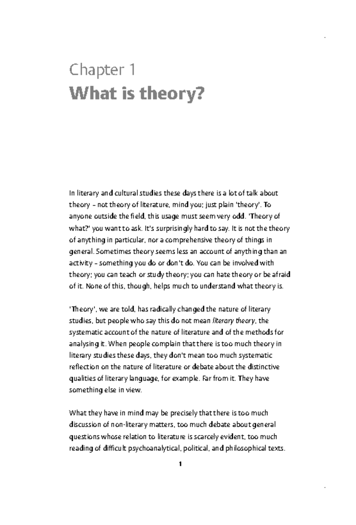 Literary Theory (ENG 101): Understanding the Concept of Theory - Studocu