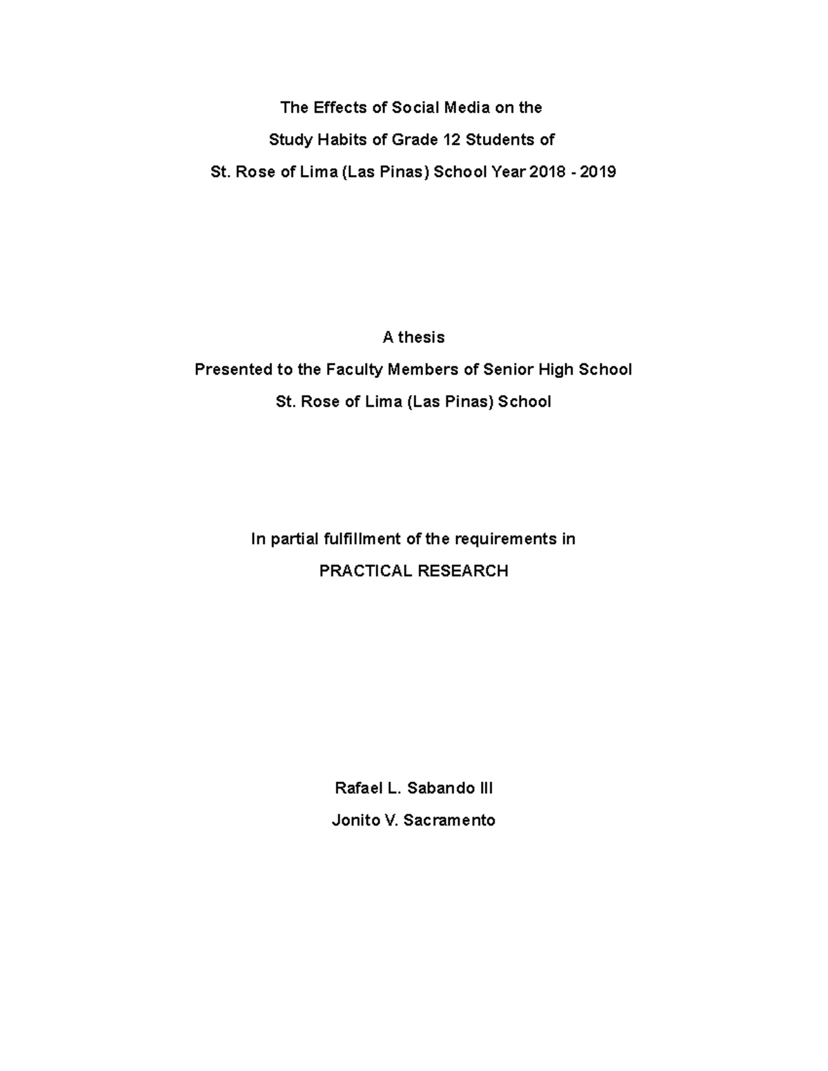 Effects of Social Media on Study Habits of Grade 12 Students (PR) - Studocu