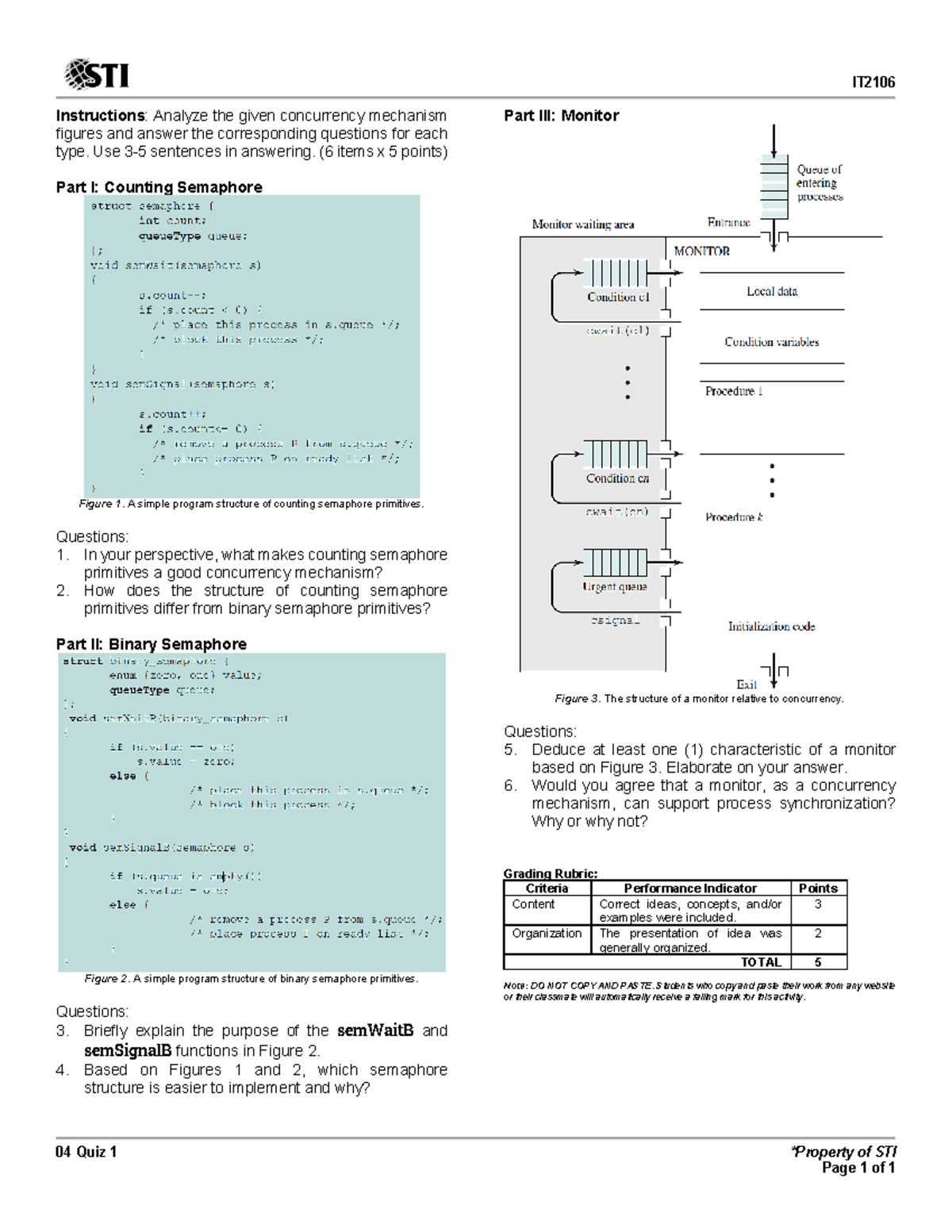 04 Quiz 1 - Concurrency Mechanisms Analysis - Studocu
