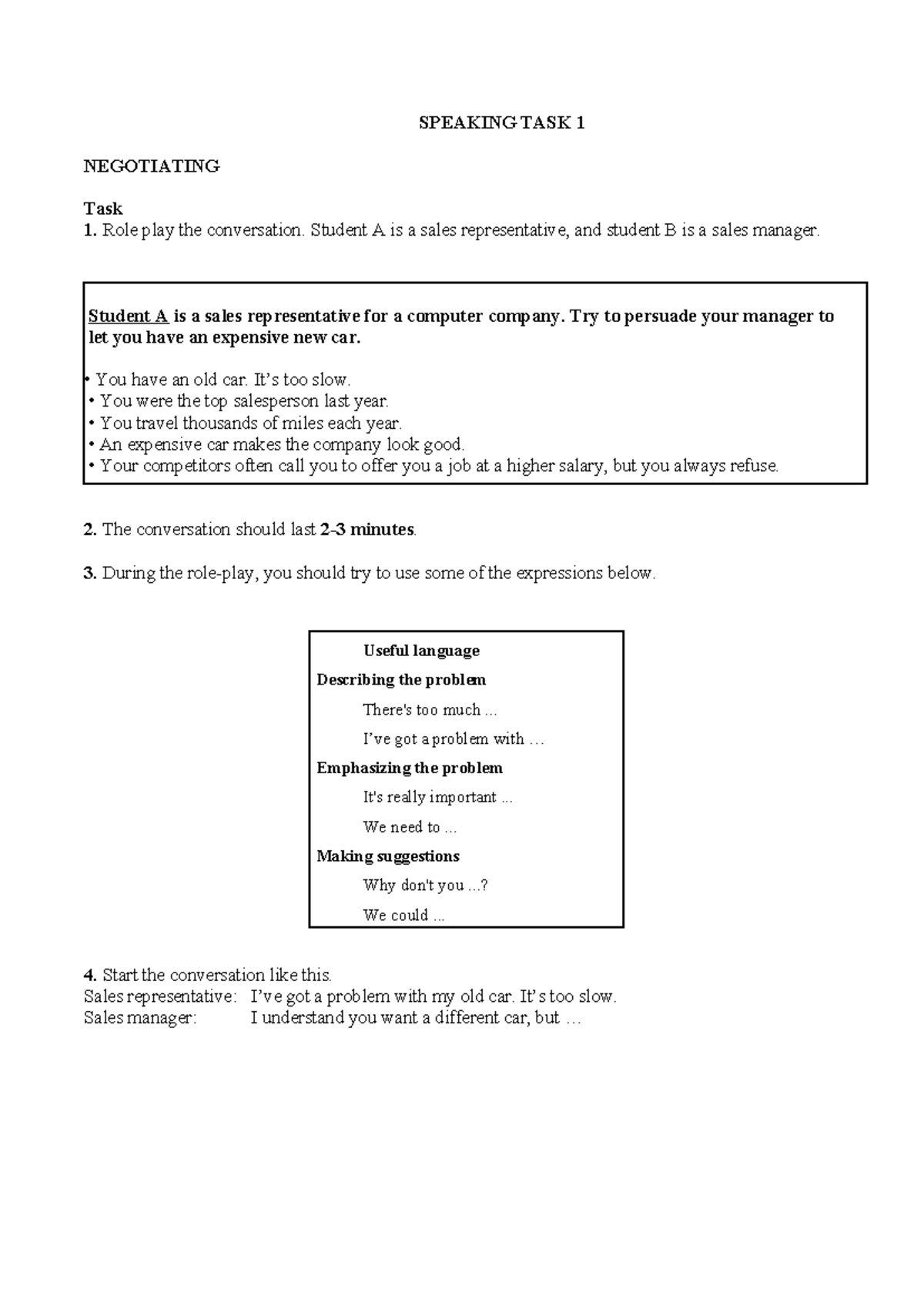 10 Speaking Tasks for English Proficiency - Role Plays and ...
