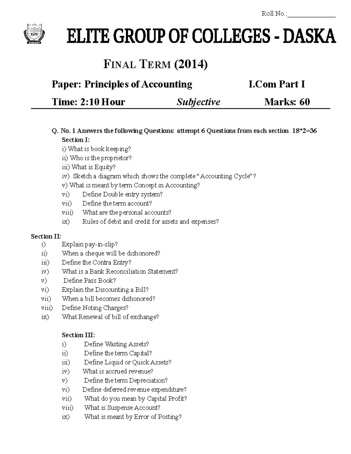Principles of Accounting I - Final Term Exam Lecture Notes - Studocu