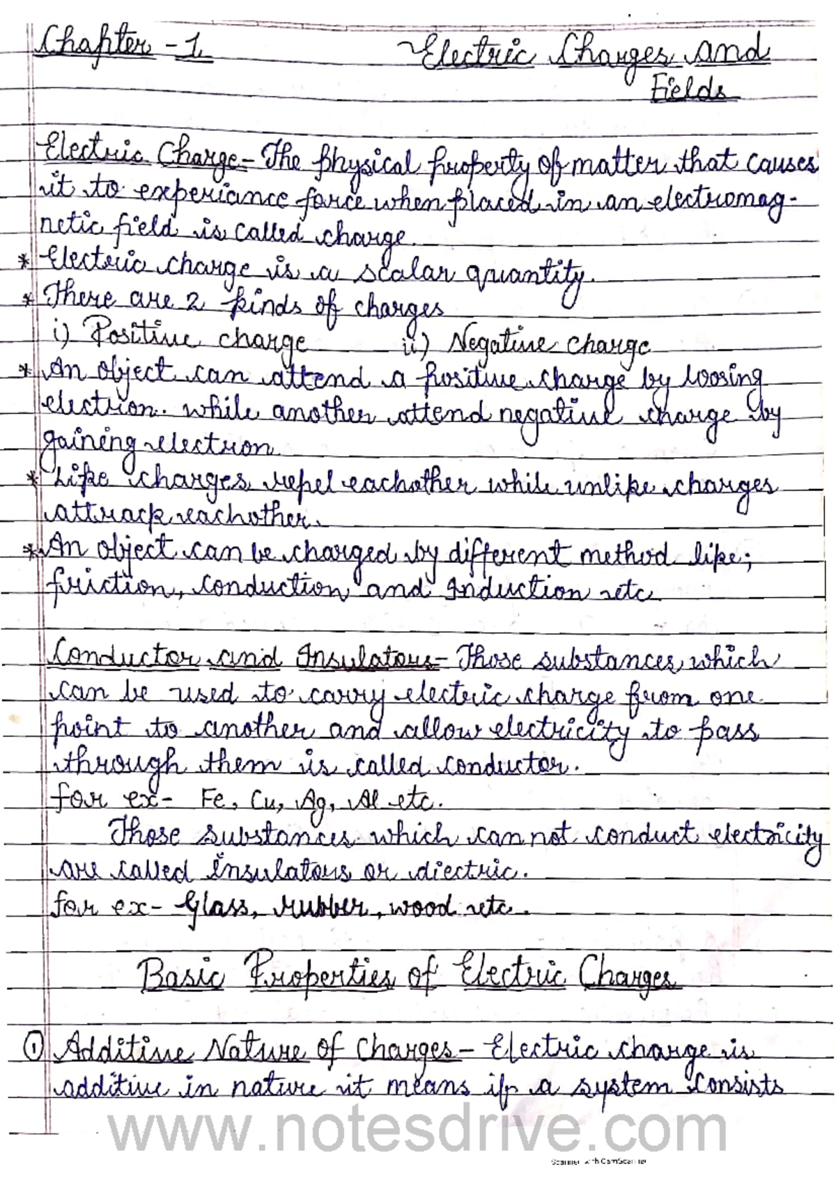 Chapter 1: Electric Charges and Fields - Physics 101 Notes - Studocu
