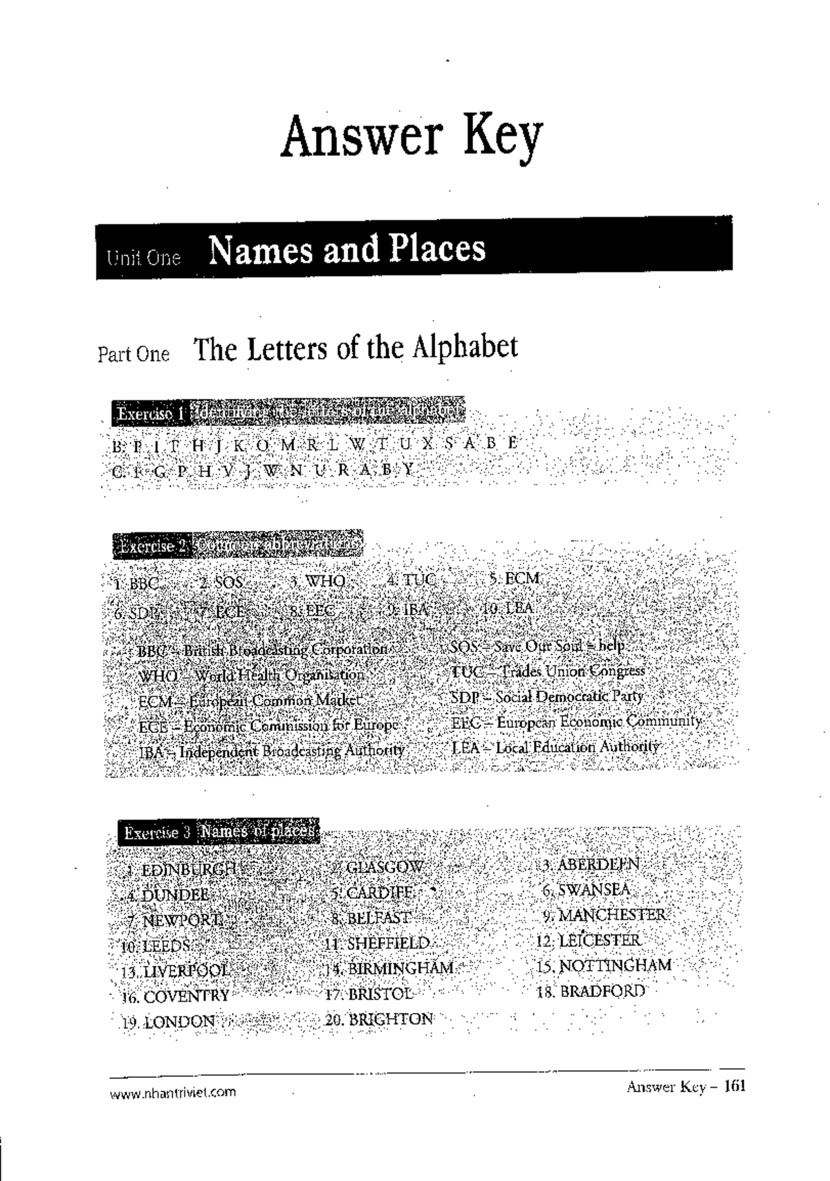Answer Key for Unit 1: Listening Letters and Places Exercises - Studocu