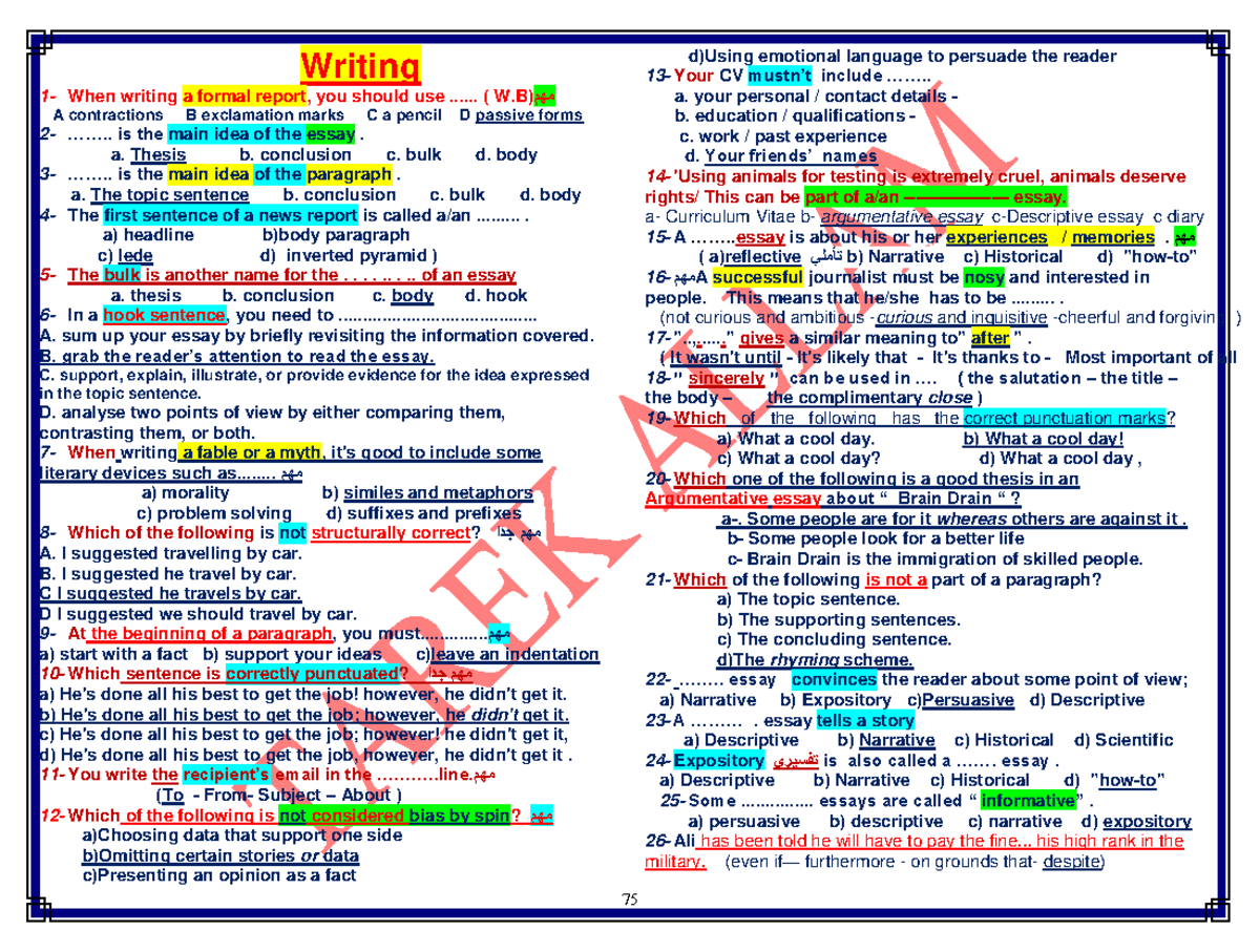 Writing Exam Night 2030: Tips and Strategies for Success - Studocu