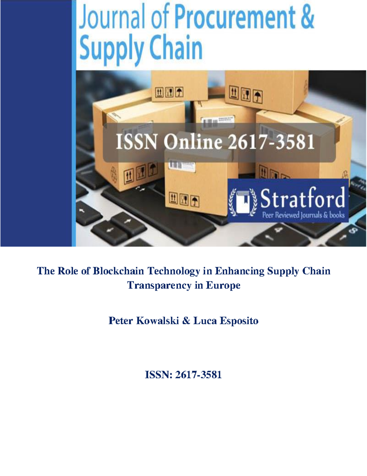The Role of Blockchain Technology in Enhancing Supply Chain ...