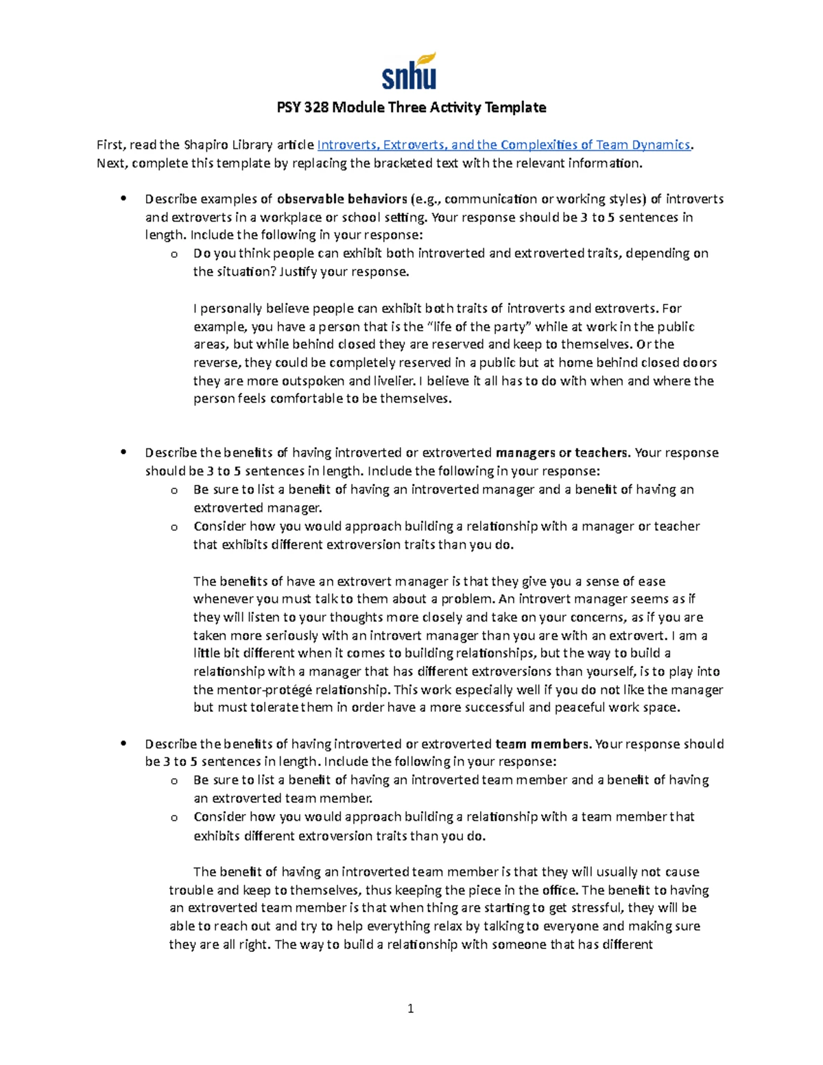 Module 5 Activity PSY-328 - PSY 328 Module Five Activity Template ...