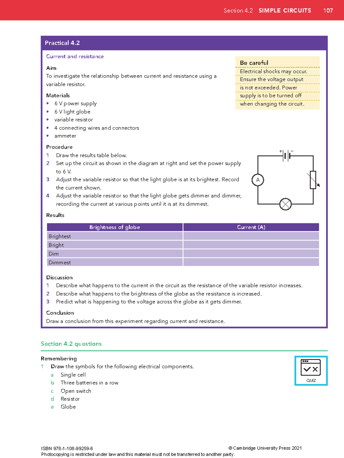 Chapter 4: Electricity - Understanding Circuits and Components (Quiz ...