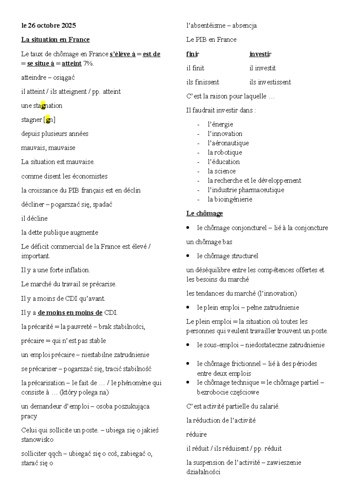 Master SN 2025: Analyse de l'Emploi et du PIB en France - Studocu