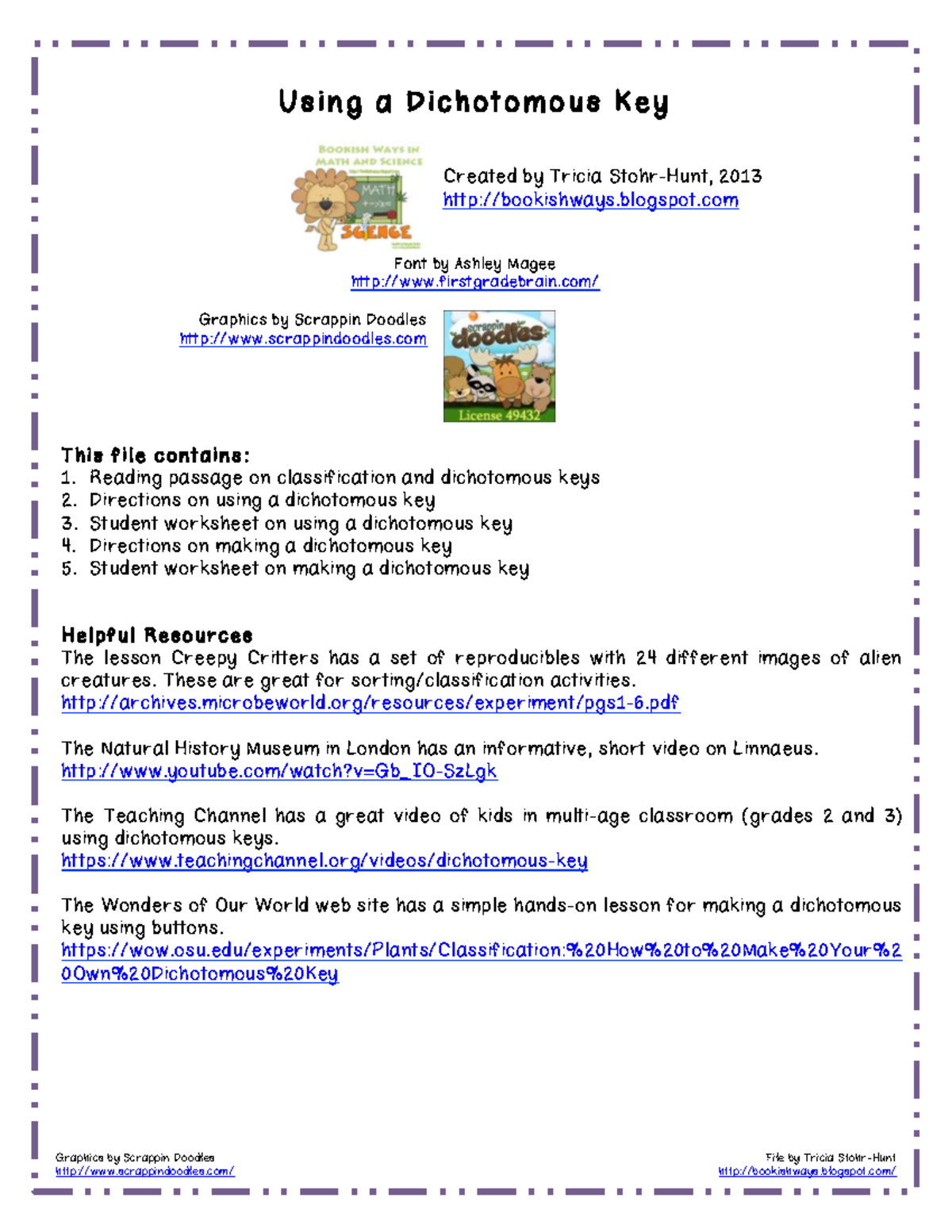 Using a Dichotomous Key - Lesson Plan - Studocu