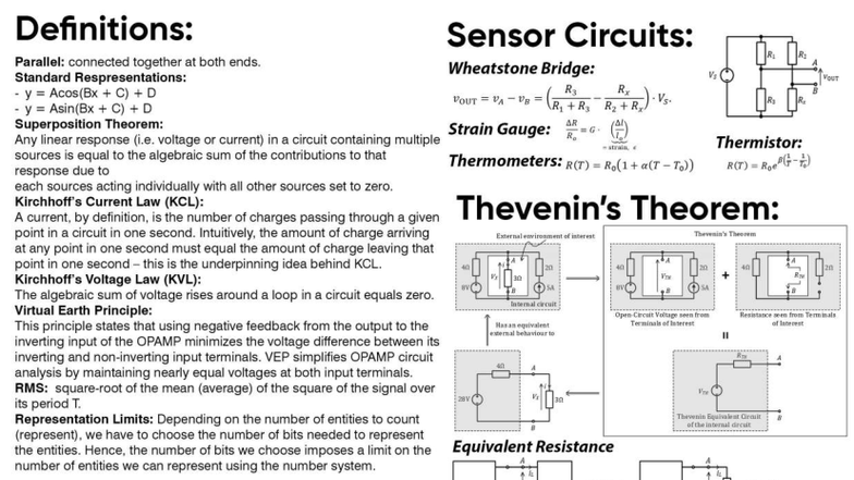 101 Exam Cheat Sheet: Key Concepts in Sensor Circuits and OPAMPs - Studocu