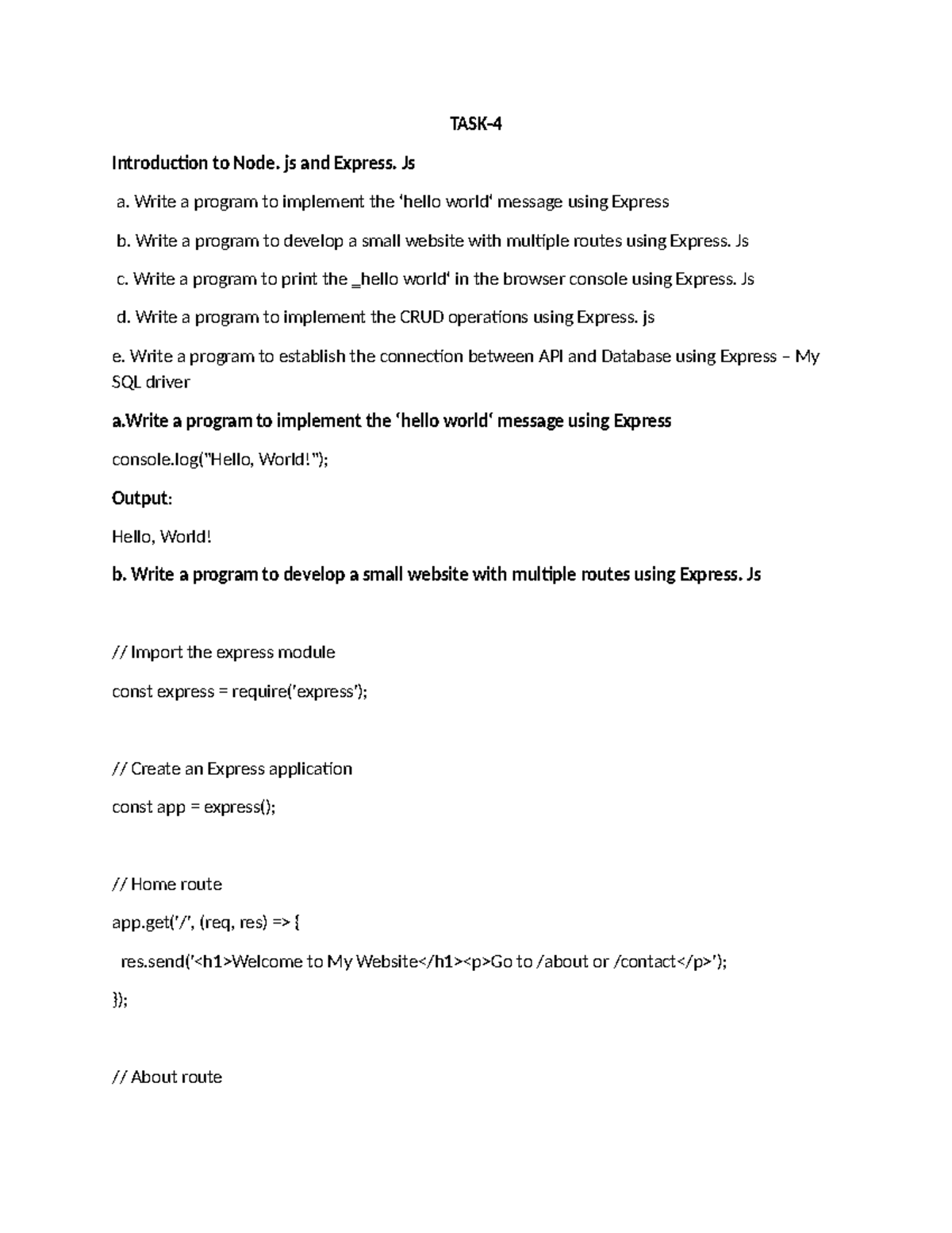 Task-4: Implementing Express.js for Web Development and CRUD Operations ...