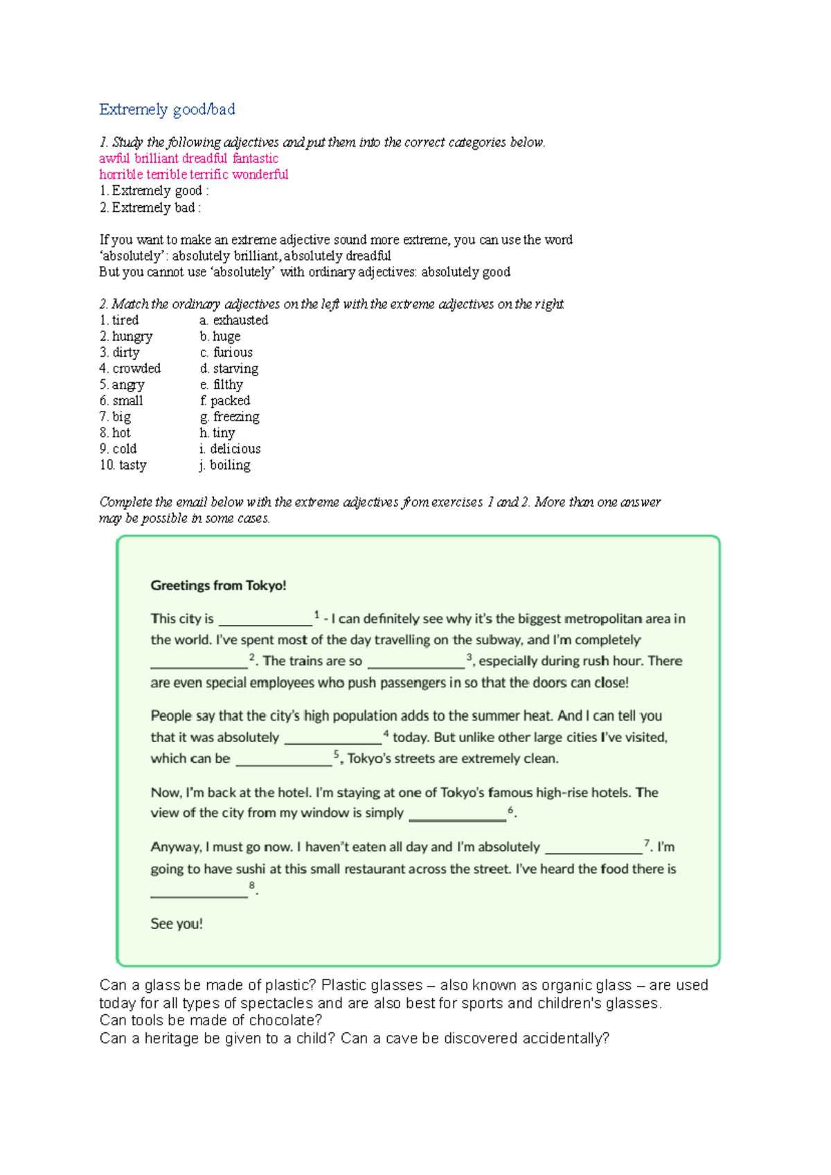 Extremely good - for intermediate students - Extremely good/bad 1 ...